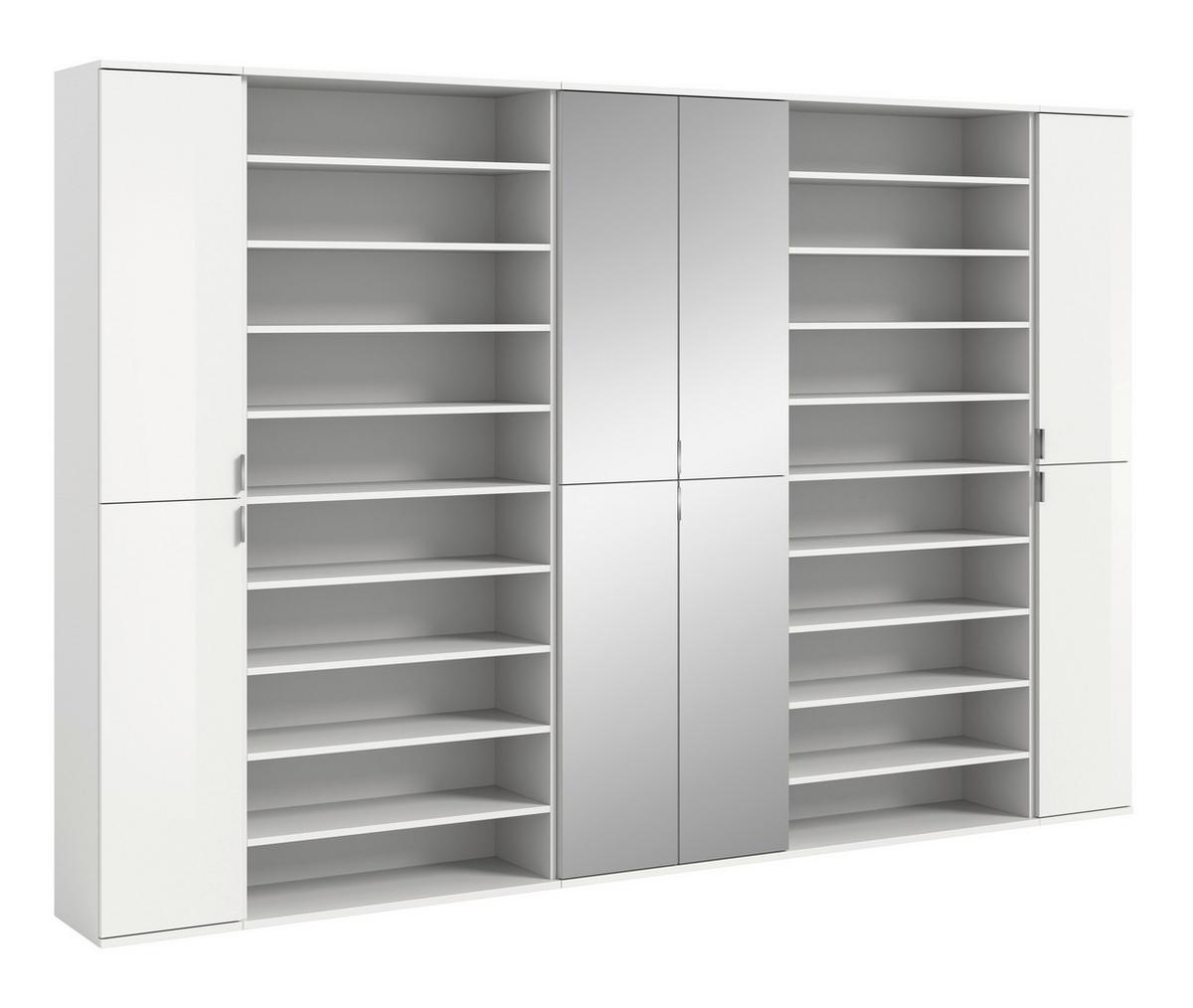 Garderobe Projekt X 5-Teilig Weiß B: 281 cm - Weiß Hochglanz/Weiß, Design, Holzwerkstoff (281/193/34cm) - Livetastic