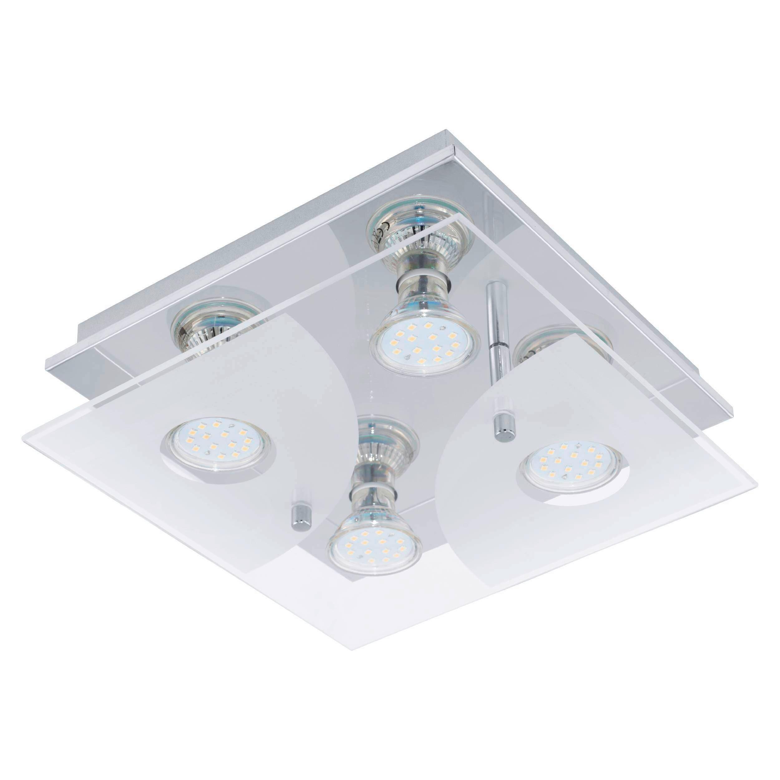 LED-Deckenleuchte Cabi L: 25 cm 4-Flammig - Chromfarben/Weiß, Basics, Glas/Metall (25/25/8,5cm) - Eglo