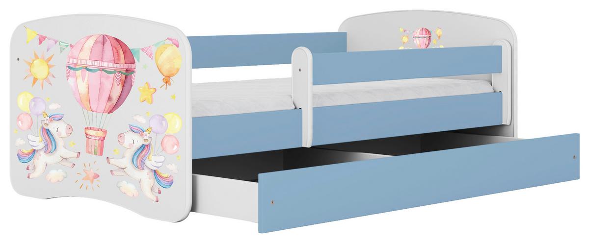 Kinder-/Juniorbett Babydreams Inkl. Matratze 80x160 - Blau/Birkefarben, MODERN, Holz/Holzwerkstoff (80/160cm) - MID.YOU