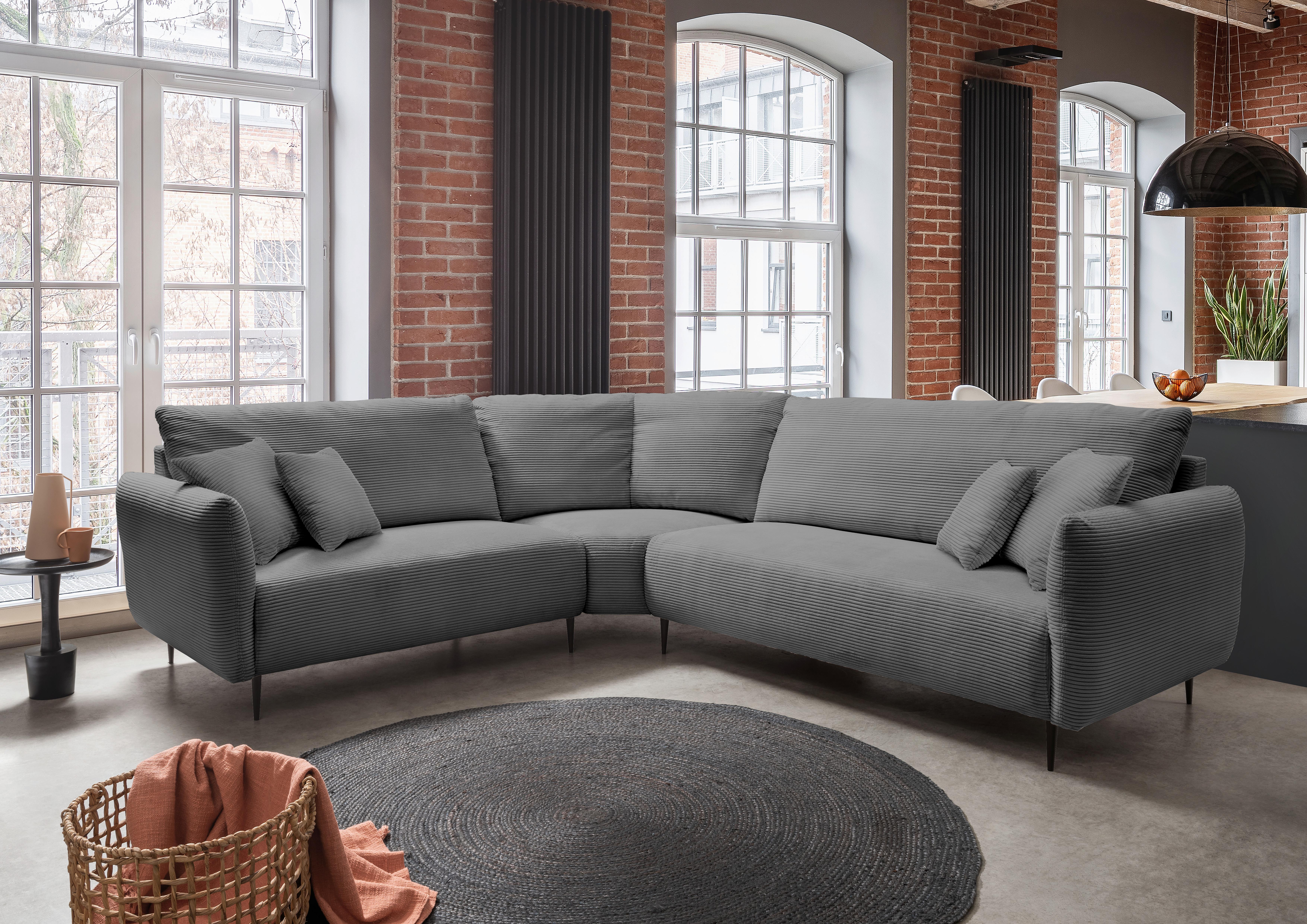 Ecksofa Vanilla Grau S: 256x294 cm - Schwarz/Grau, Design, Textil (256/294cm) - Livetastic