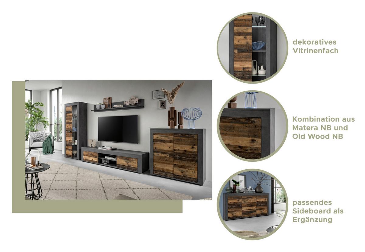 Vitrine Jam Anthrazit/naturfarben B: 86 Cm - Anthrazit/Schwarz, Design, Glas/Holzwerkstoff (86/60/35cm) - MID.YOU