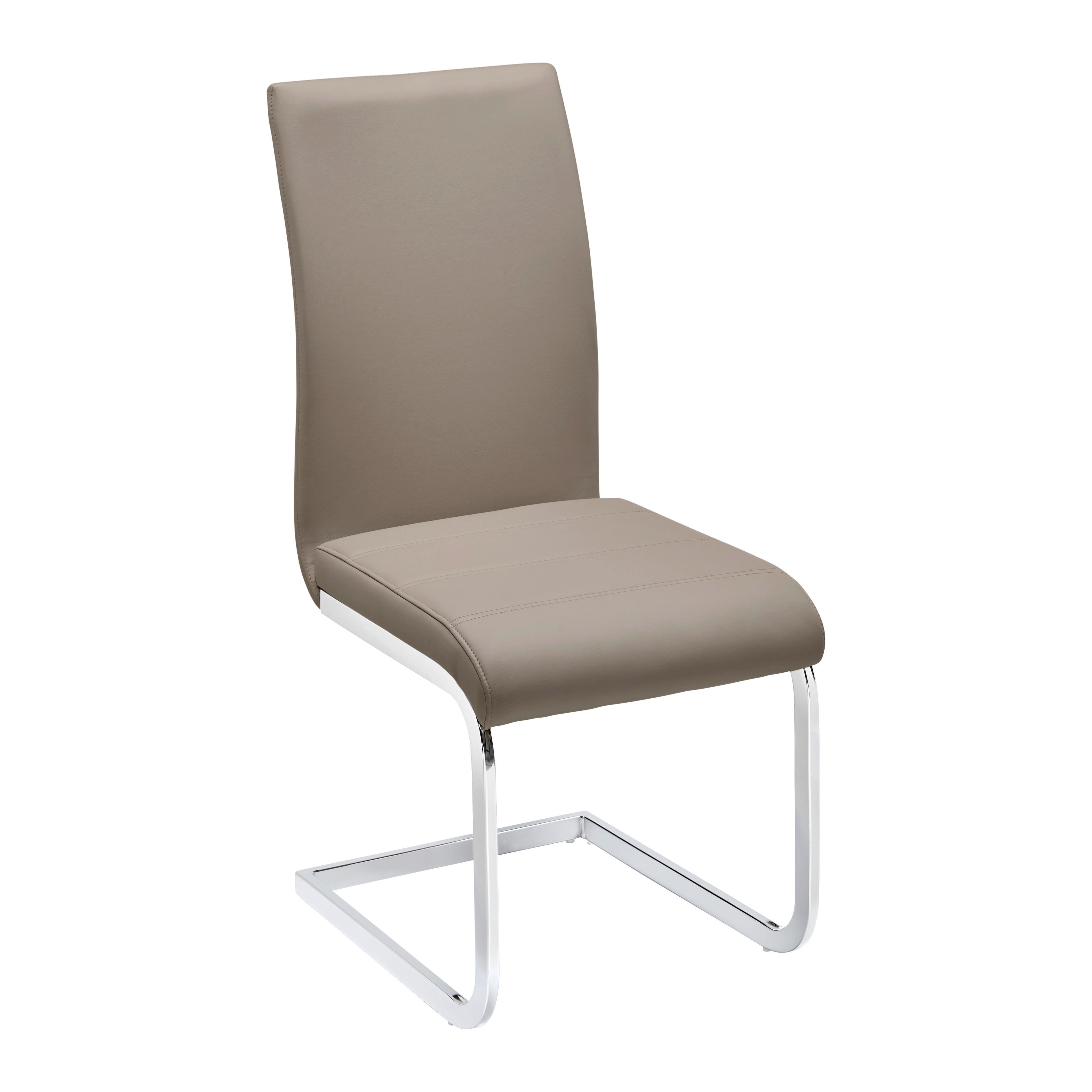 Stolička z koženky Tanja - šampanská/chrómová, Modern, kov/drevo (42/97/55cm) - P & B