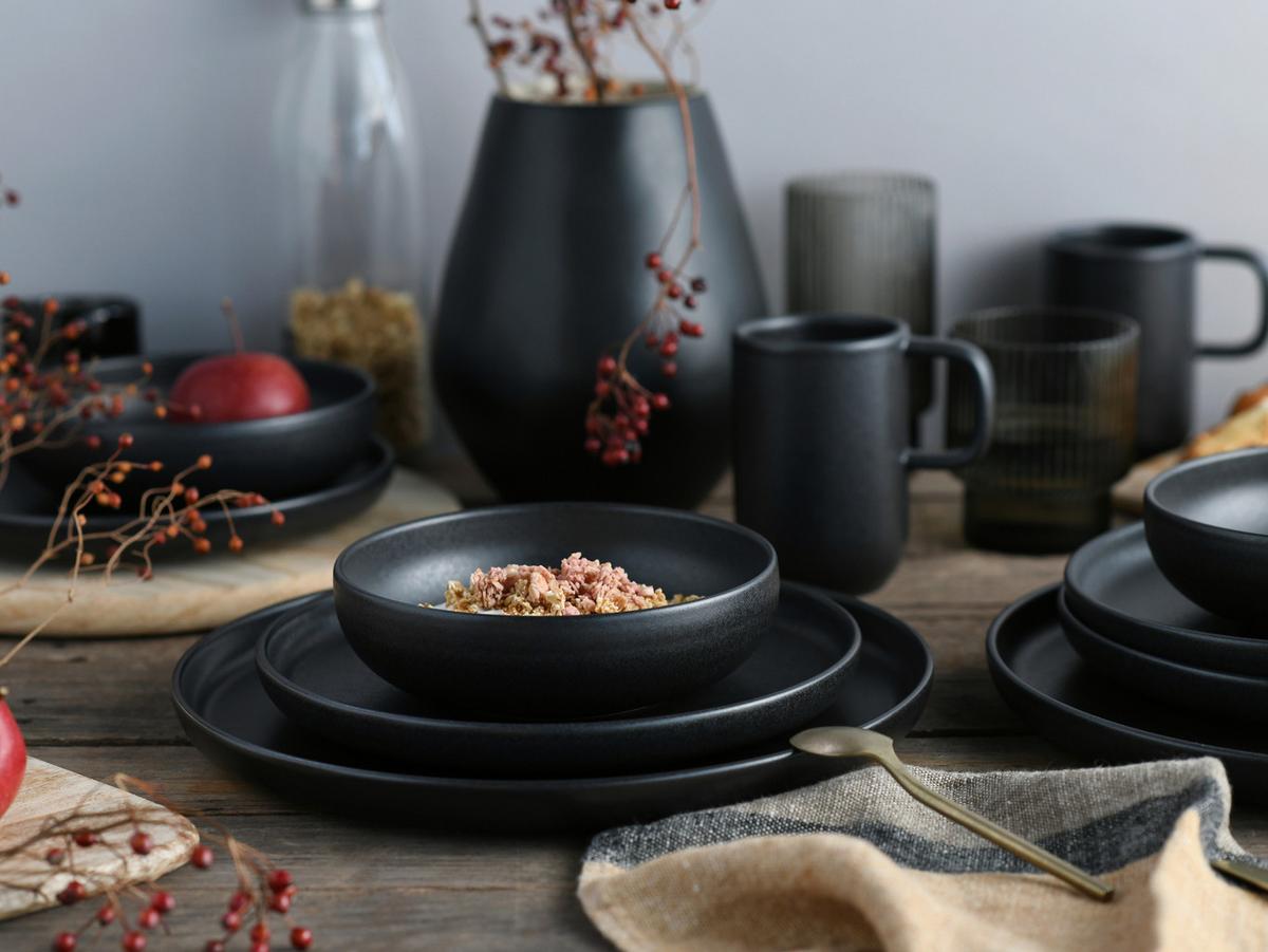 KOMBISERVICE schwarz, 16--Teilig. - Schwarz, Trend, Keramik - Creatable