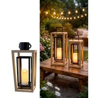 Laterne inkl. LED Kerze Natur/Schwarz H: 48,5 cm - Schwarz, MODERN, Holz (20/48,5/20cm)