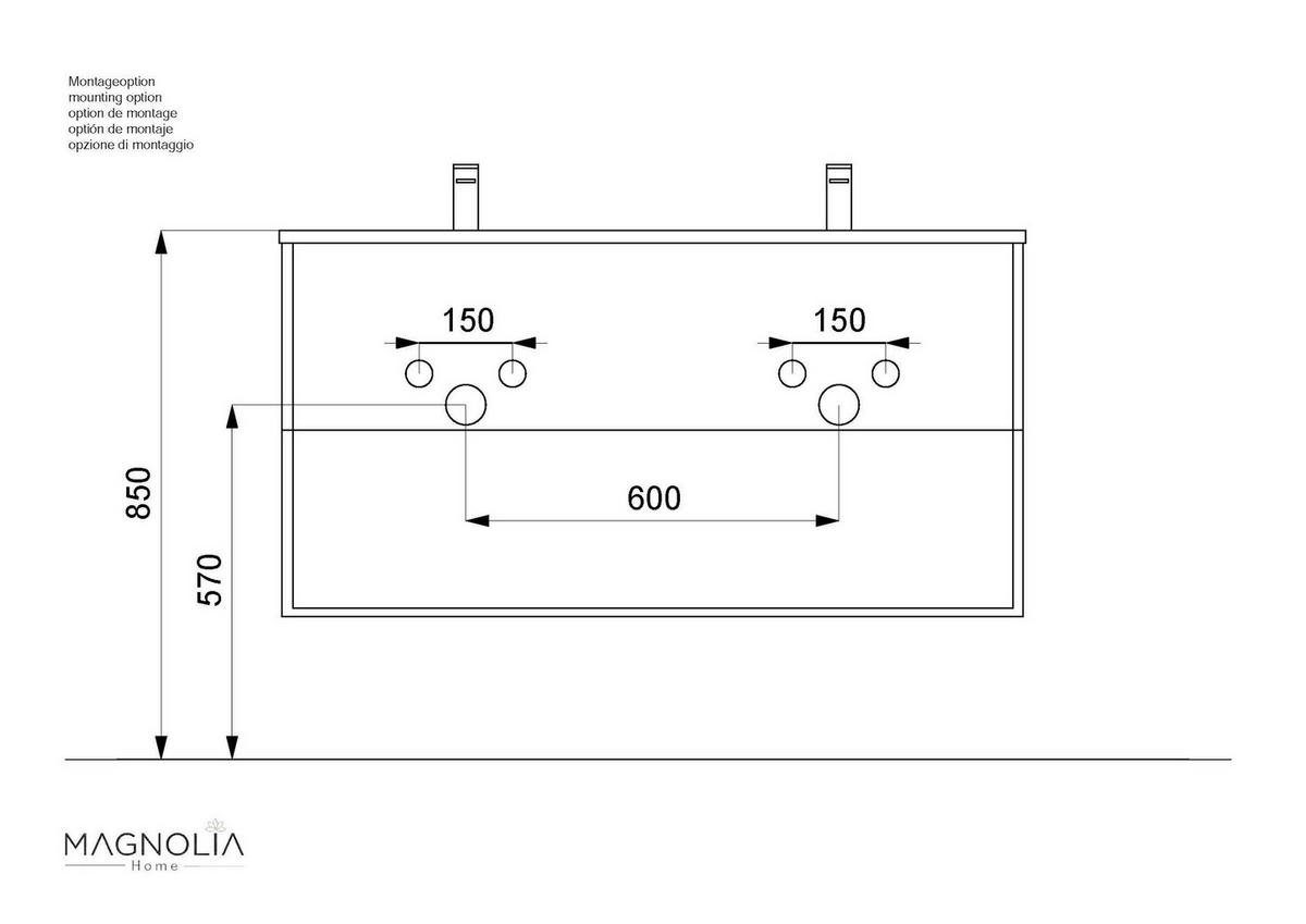 WASCHTISCHKOMBI Homeline, Graphitfarben B: 120cm - Graphitfarben/Weiß, Basics, Keramik/Holzwerkstoff (120cm) - MID.YOU