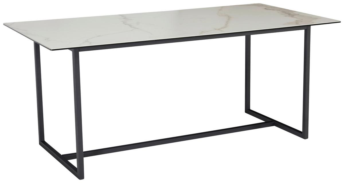 Esstisch Weiß, L: 180 cm - Schwarz/Weiß, Design, Keramik/Metall (180/90/76cm) - MID.YOU