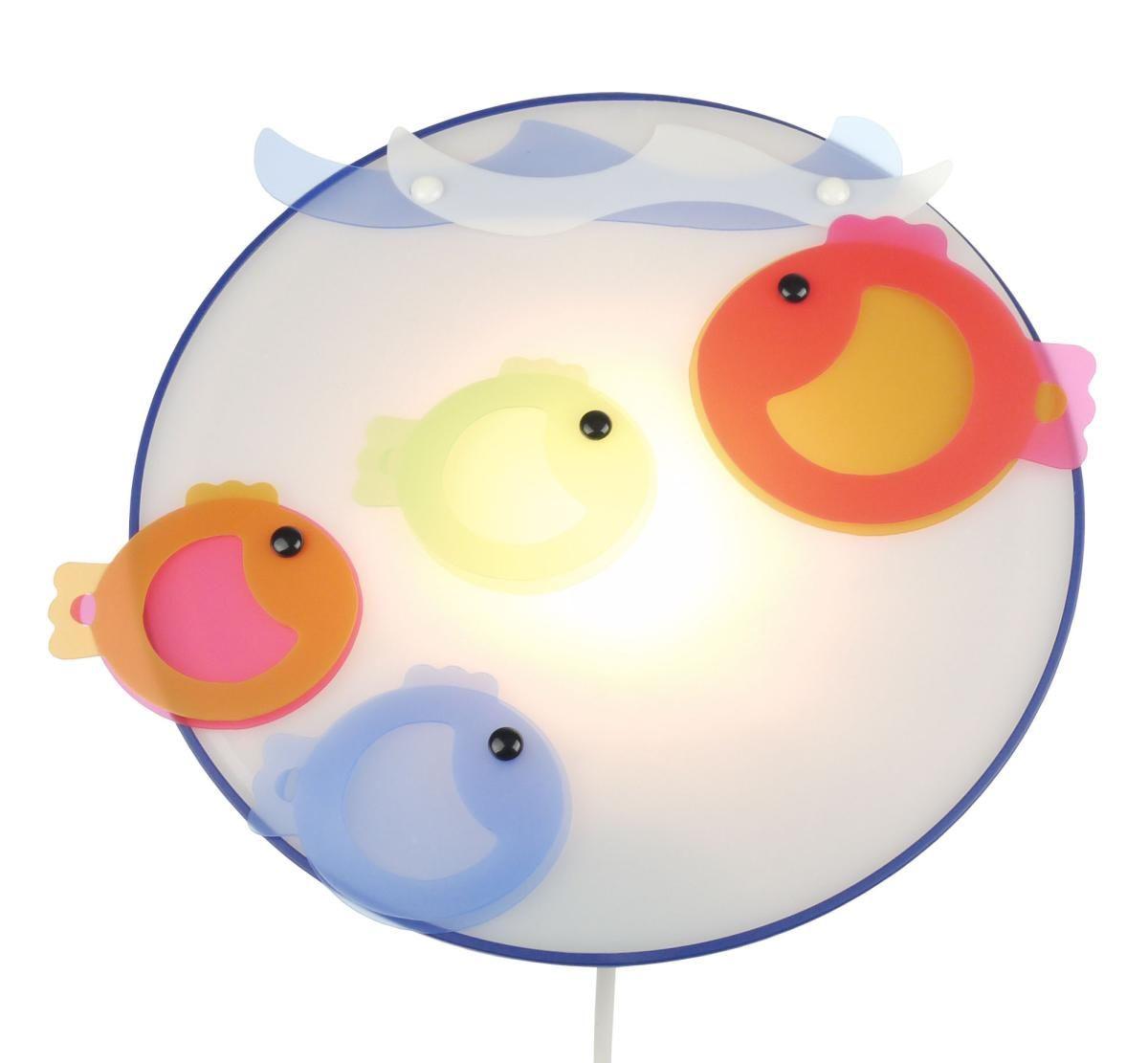 Kinderwandleuchte Fische, Schnurschalter L: 25 cm - Blau/Multicolor, Trend, Kunststoff (25/25/8cm) - Niermann