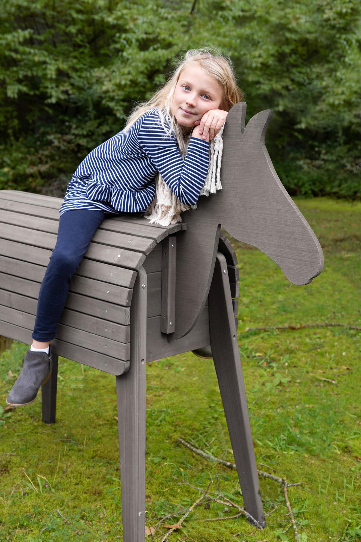 Holzpferd Grau Outdoorgeeignet - Grau, Basics, Holz (63/123/153cm) - Roba