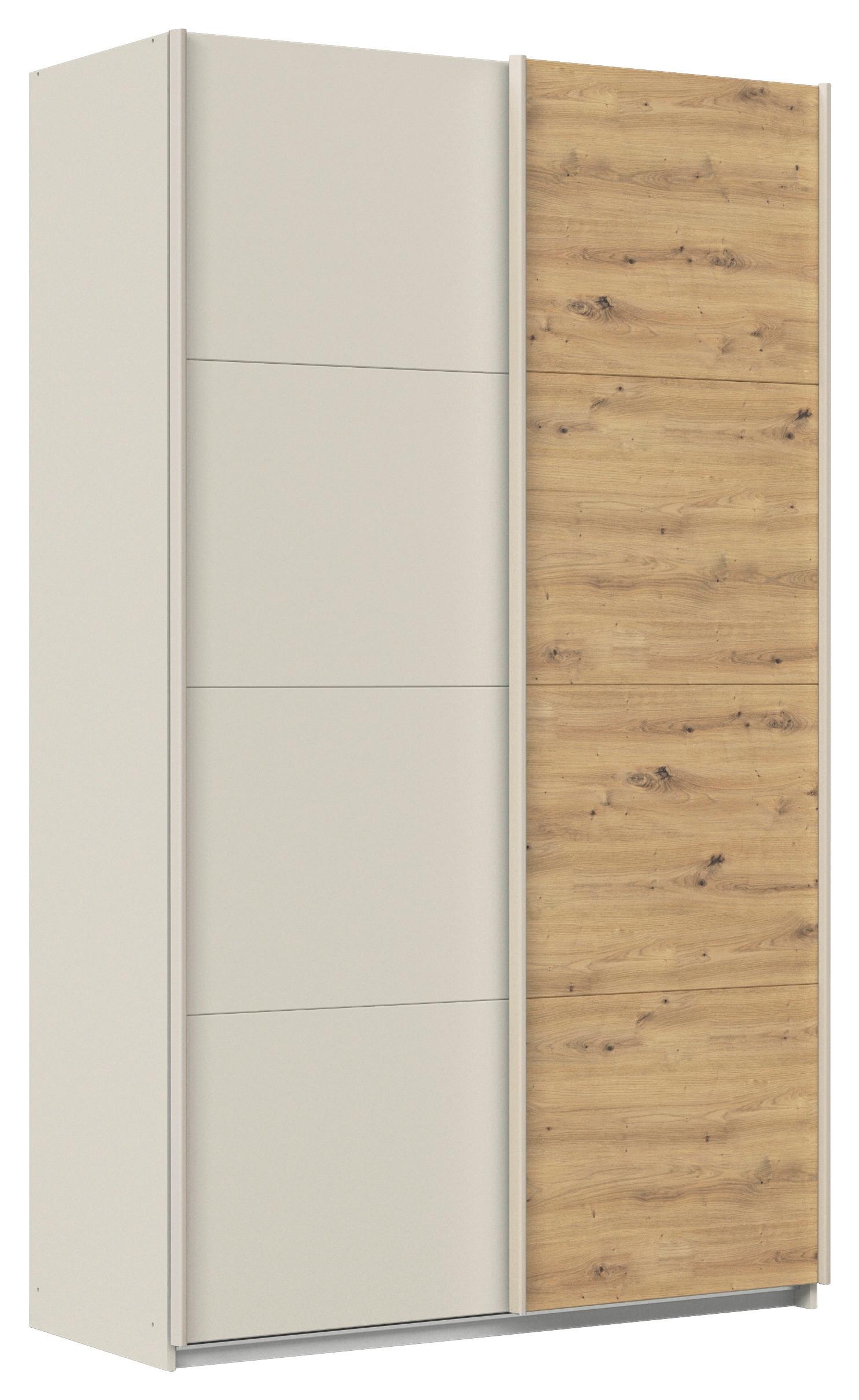 Schwebetürenschrank Feldkirch 136cm Champagner/Eiche Artisan - Champagner/Eiche Artisan, Trend, Holzwerkstoff (136/229/61cm) - Luca Bessoni