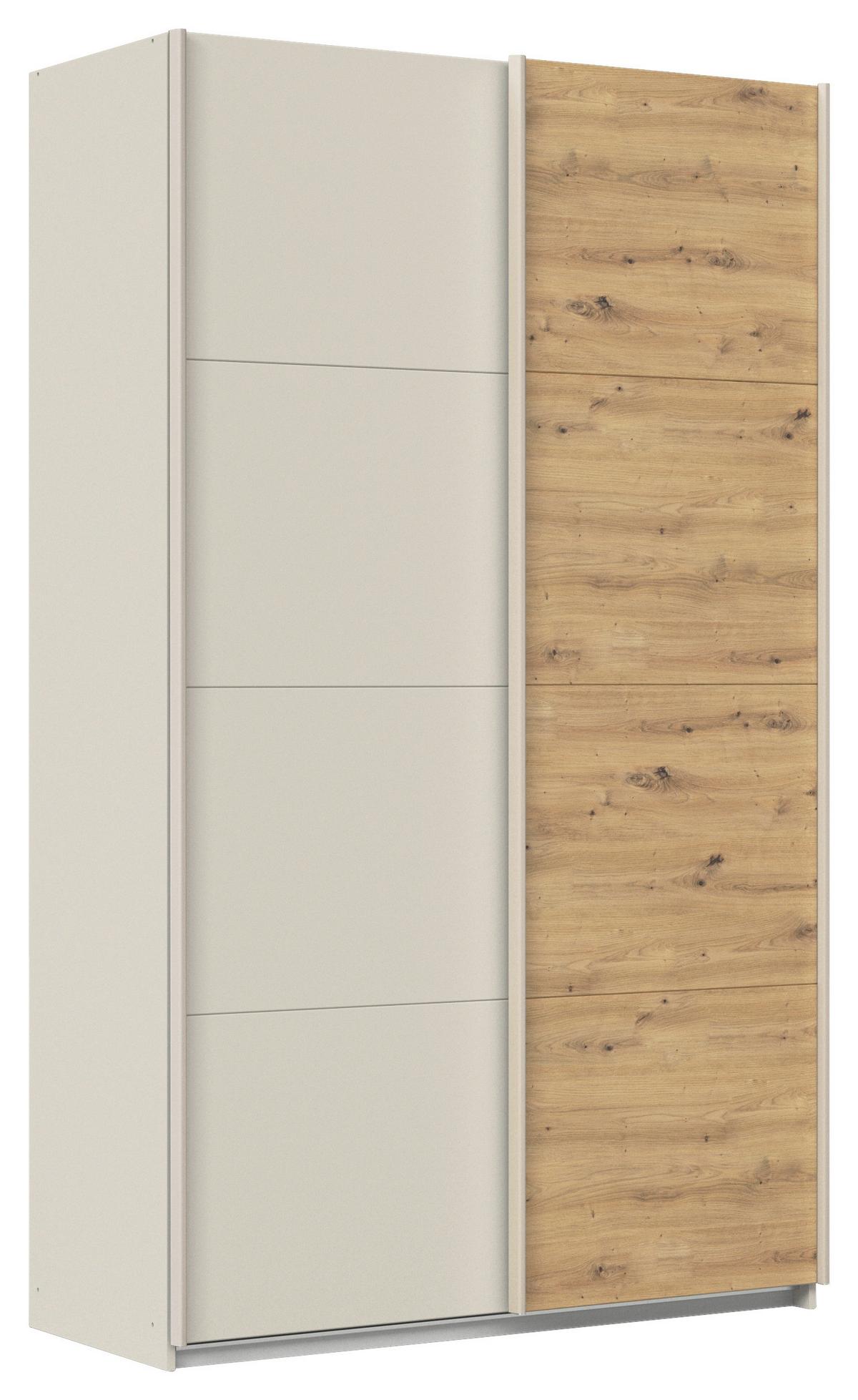 Schwebetürenschrank Feldkirch 136cm Champagner/Eiche Artisan - Champagner/Eiche Artisan, Trend, Holzwerkstoff (136/229/61cm) - Luca Bessoni