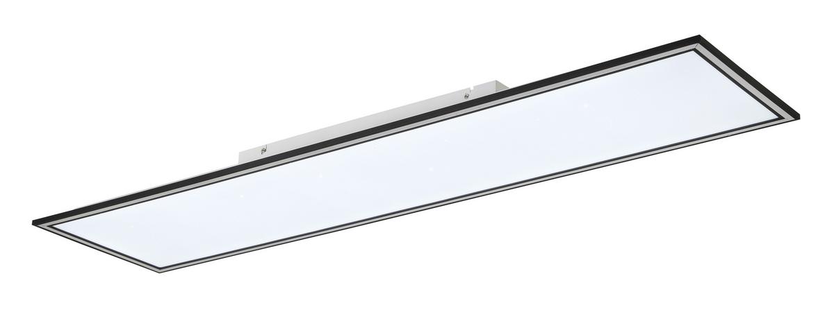 Led-deckenleuchte Bruno L: 120 Cm Mit Sternenhimmel - Chromfarben/Schwarz, MODERN, Kunststoff/Metall (120/30/7,5cm) - Luca Bessoni