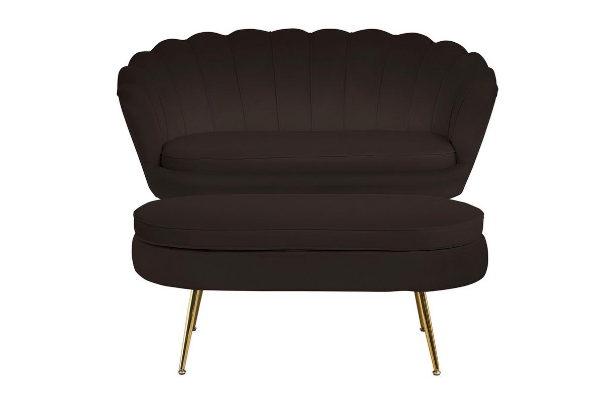 2-sitzer-sofa Schwarz B: 136 Cm - Goldfarben/Schwarz, MODERN, Textil (136/78/77cm) - Livetastic
