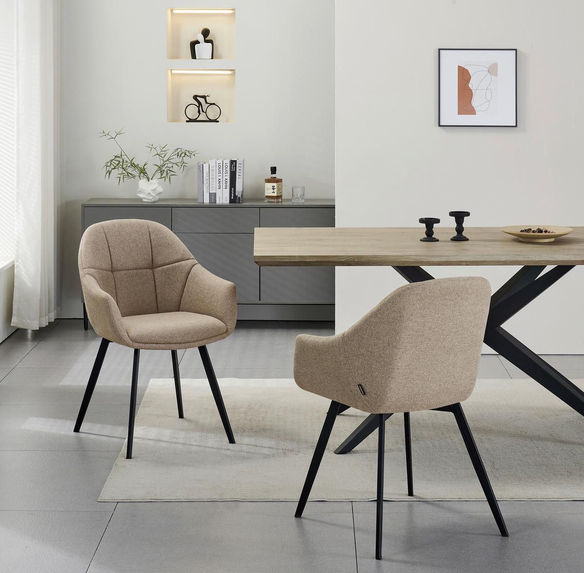 Vierfußstuhl Modo Schwarz/Beige B: 57 cm - Beige/Schwarz, MODERN, Holz/Textil (57/84,5/61cm) - Livetastic