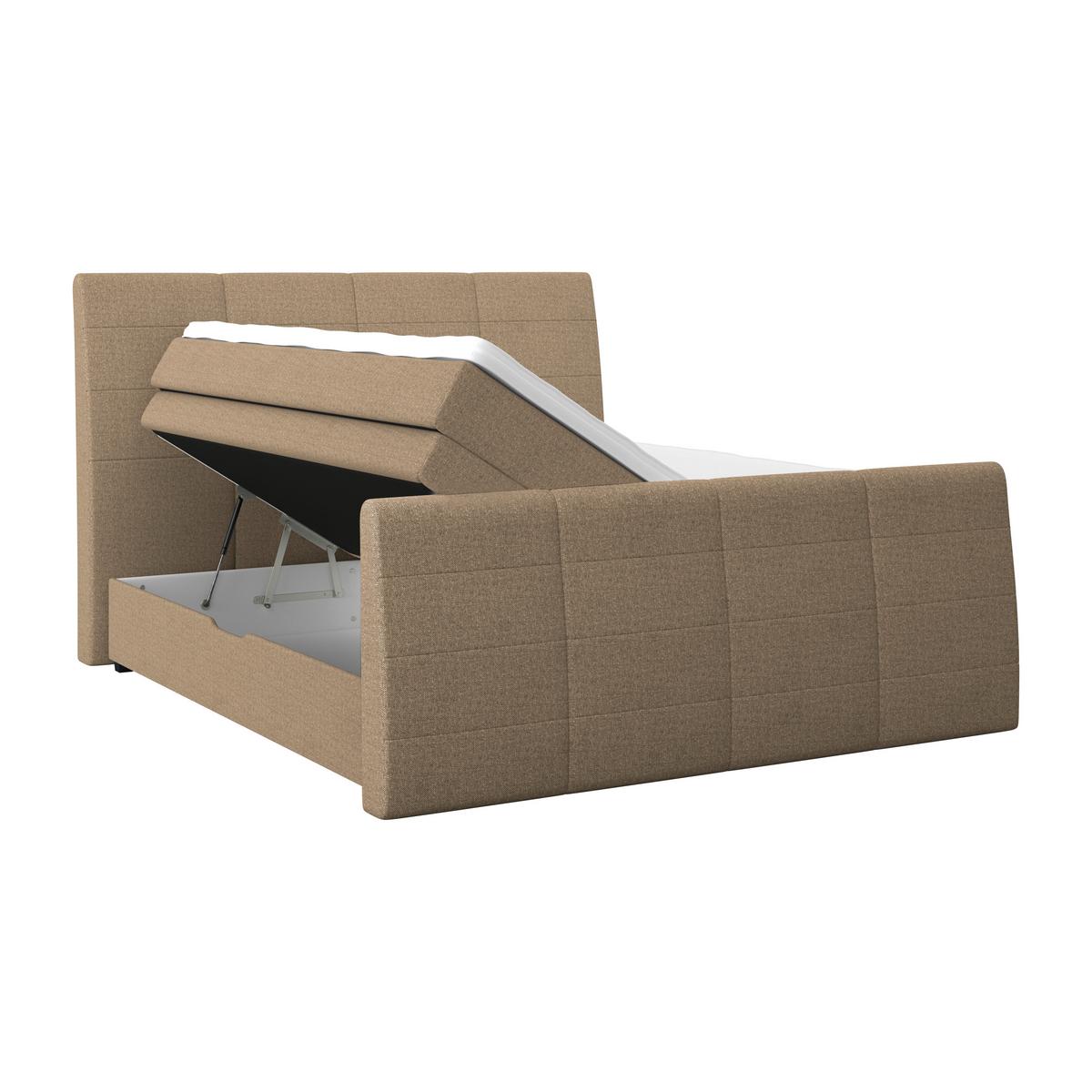 Boxspringbett Mit Topper & Bettkasten 180x200 Libra - Hellbraun/Schwarz, KONVENTIONELL, Textil (180/200cm)