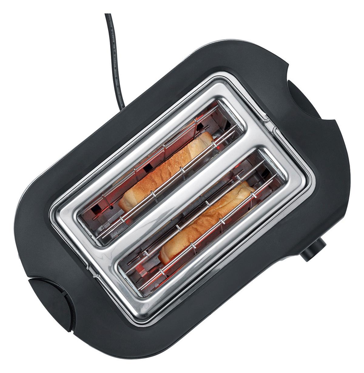 Toaster At2589 Mit Brötchenaufsatz - Silberfarben/Schwarz, MODERN, Metall (26,5/19,5/18cm) - Severin