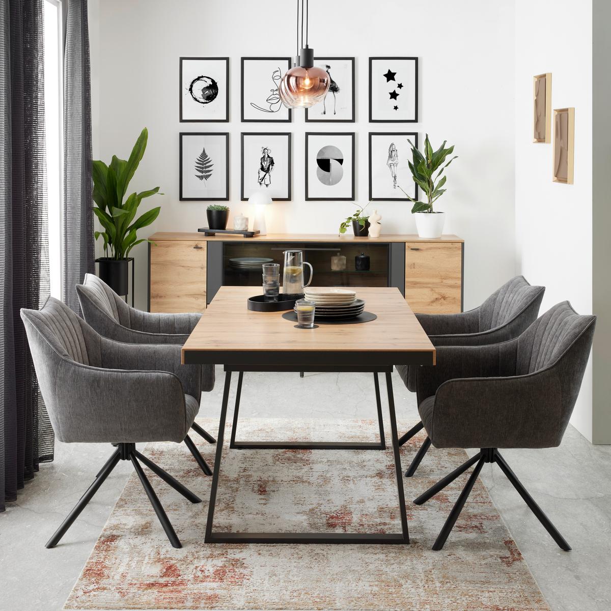 Židle s područkami Trient, šedá - šedá/černá, Moderní, kov/textil (62/87/65cm) - Premium Living