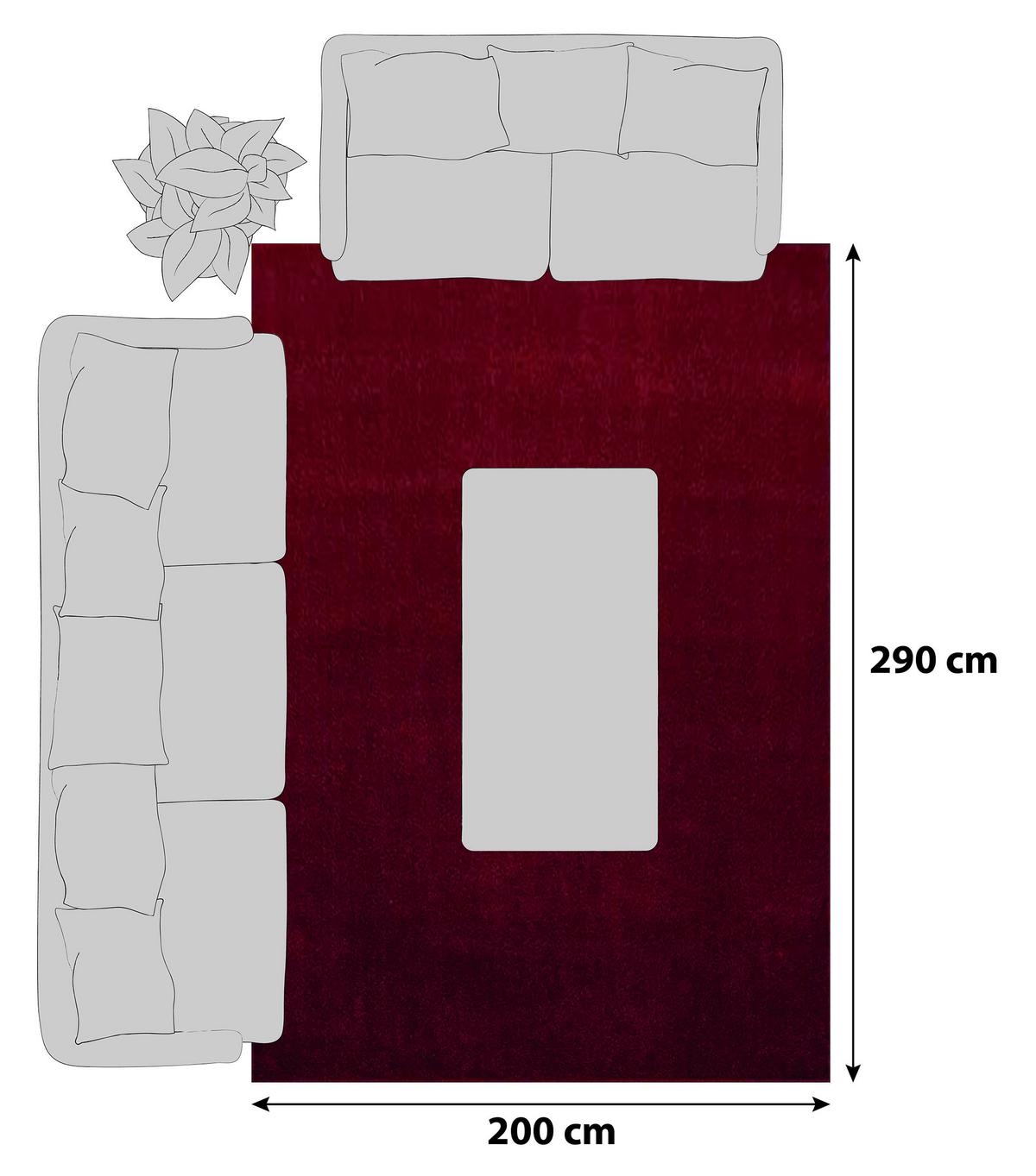 Hochflor Teppich Rot Ata 200x290 cm - Rot, Design, Textil (200/290cm) - Novel