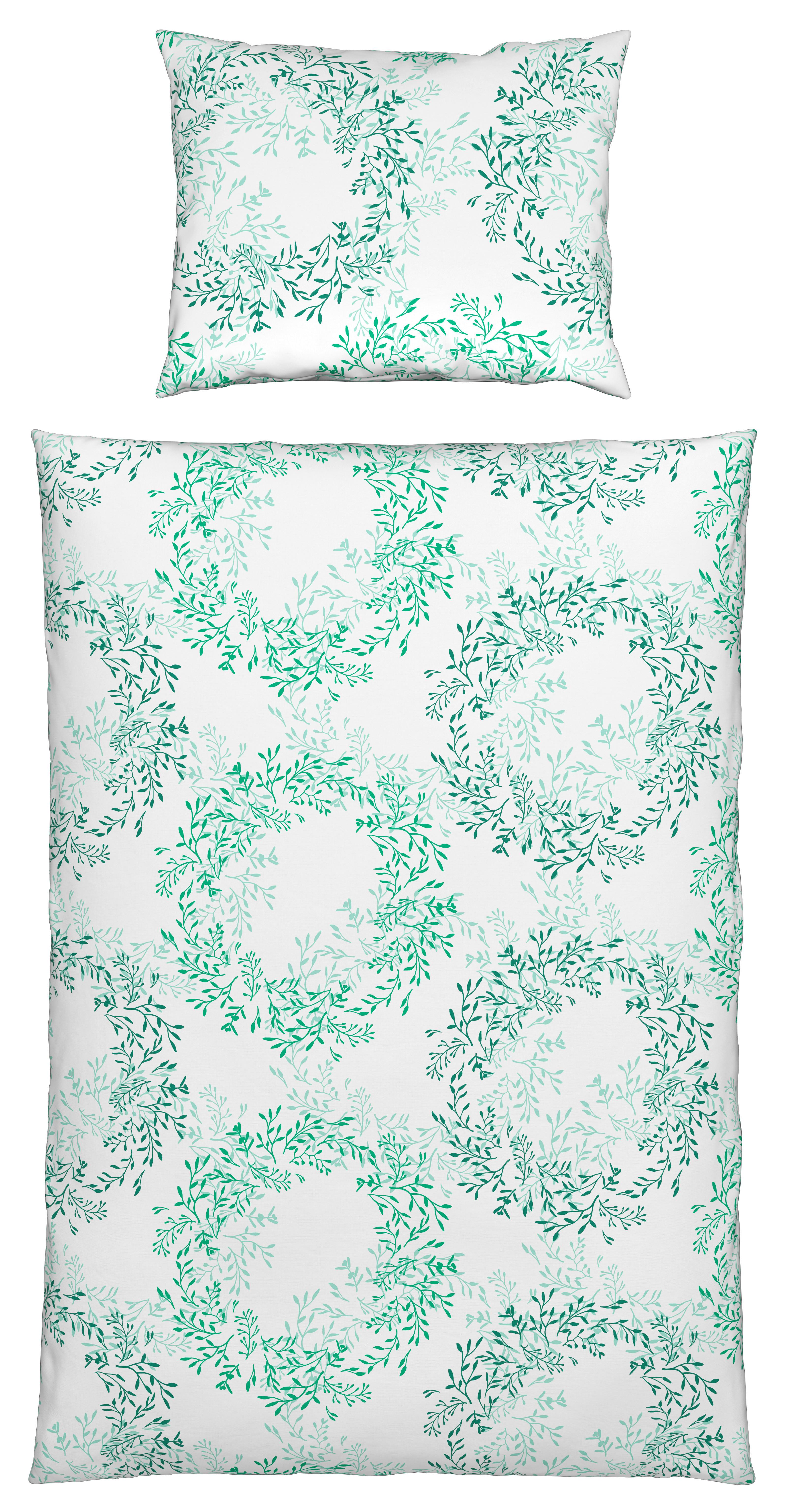 Ágyneműhuzat-garnitúra Helen - Zöld/Fehér, modern, Textil - Luca Bessoni