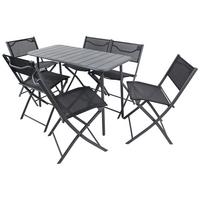 Gartenmöbel Set 7-tlg. Sumila Aus Metall/kunststoff/textil - Schwarz, MODERN, Kunststoff/Textil - Ambia Garden