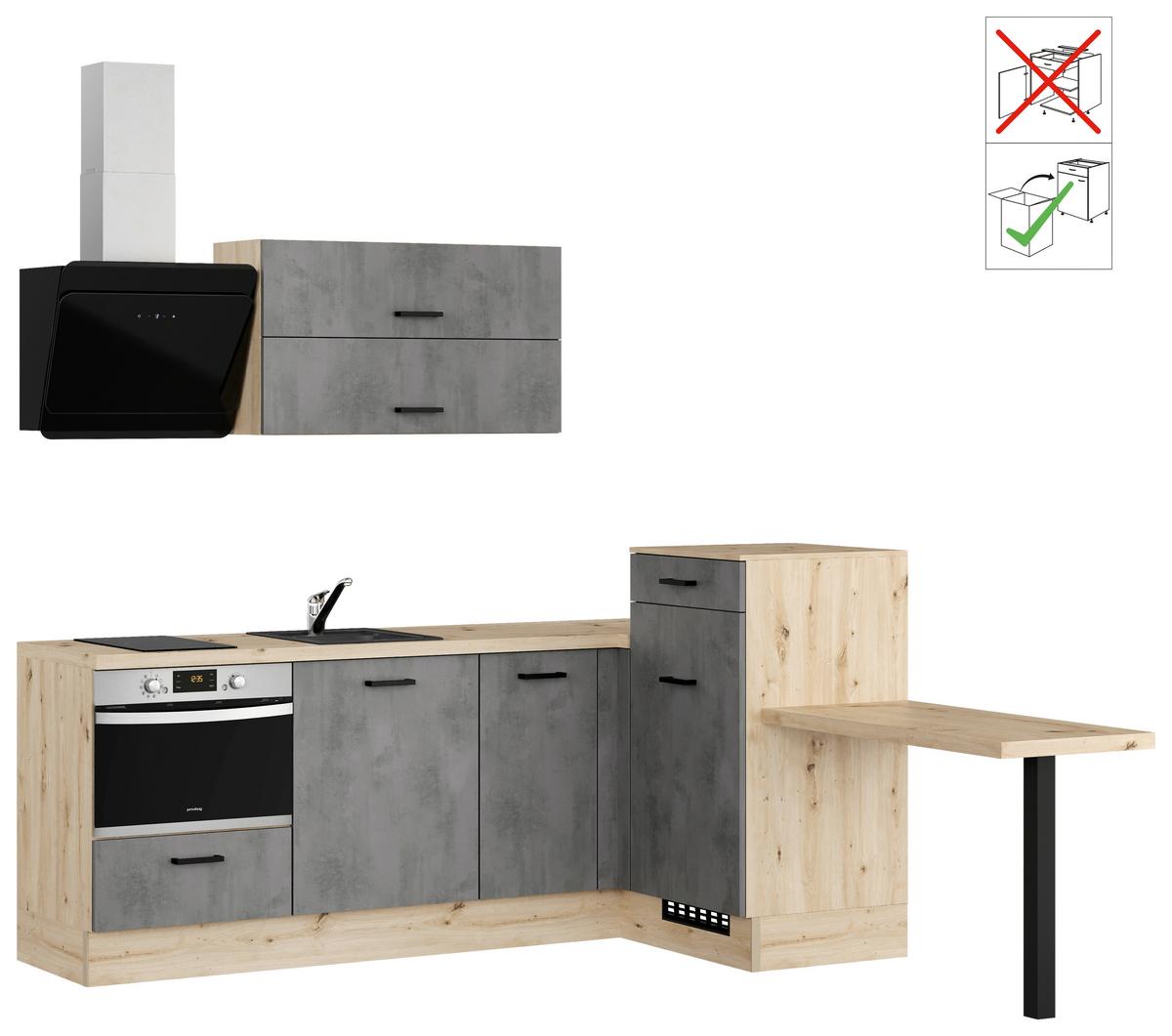 Eckküche Ip1200 - Eichefarben/Grau, Design, Holzwerkstoff (225/241cm) - Impuls