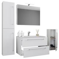Badezimmer Badinos 5-Teilig Weiß B: 80 cm - Weiß, MODERN, Keramik/Holzwerkstoff (147cm) - MID.YOU