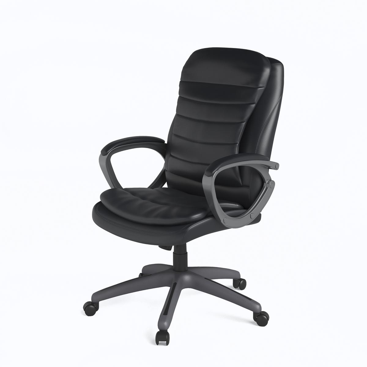 Drehstuhl Mayfield Schwarz B: 63 cm - Schwarz, Design, Leder/Holz (63/116/76cm) - MID.YOU