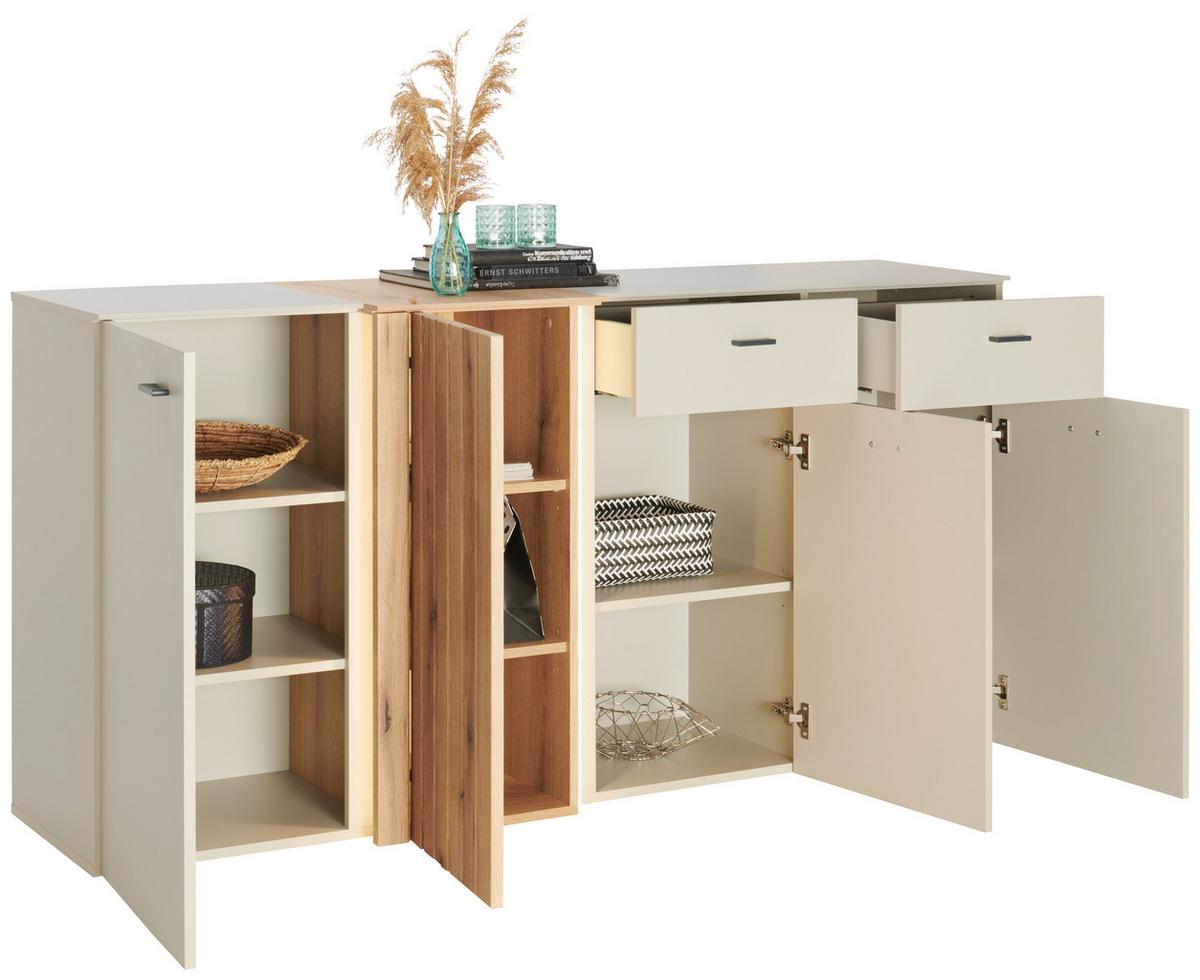 Sideboard Santana inkl. LED Kieselgrau/Eiche Dekor - MODERN, Holzwerkstoff (177,9/88/44,8cm)