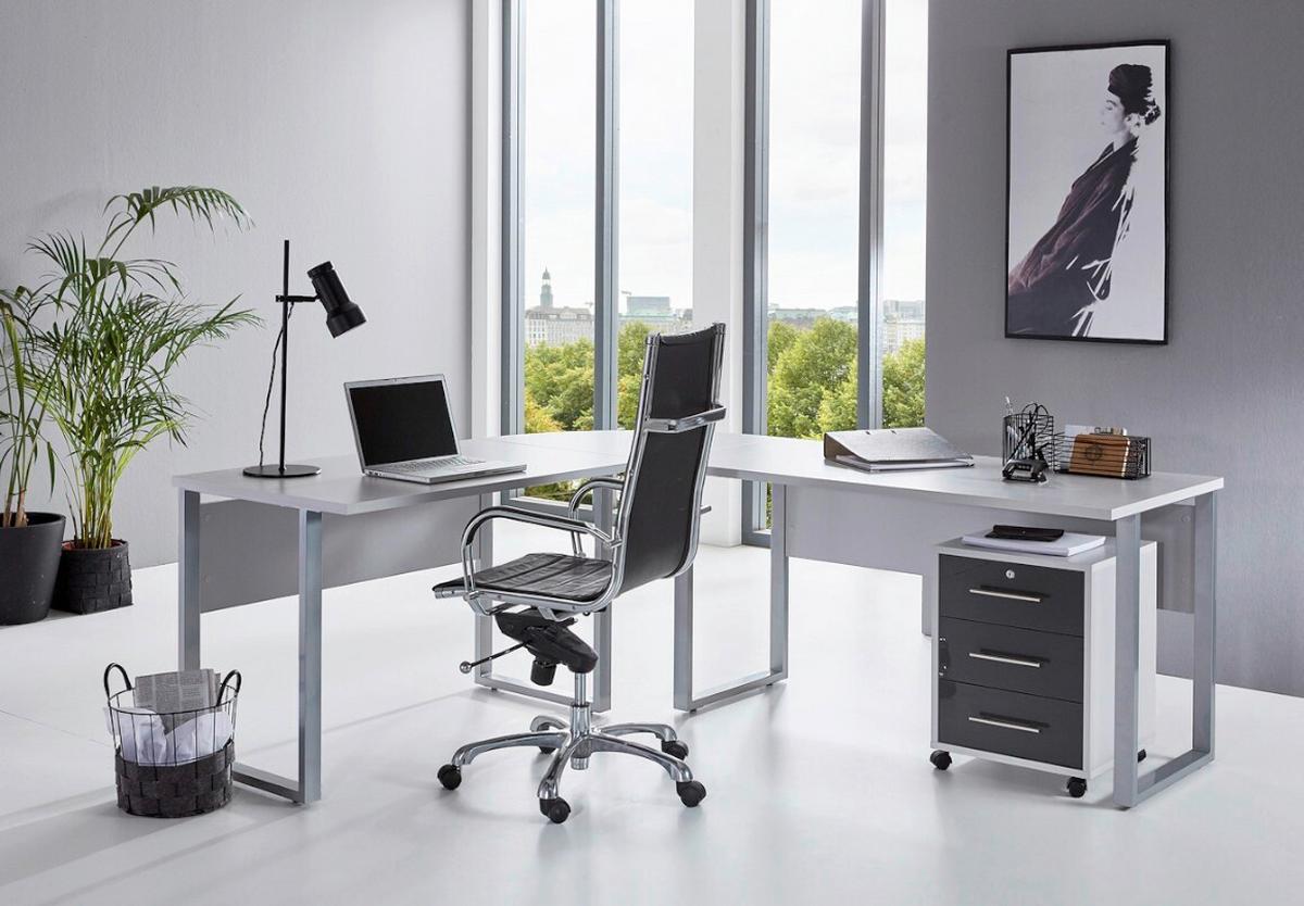 Büro Office Edition Set Grau/anthrazit Hochglanz - Anthrazit Hochglanz/Grau, MODERN, Holzwerkstoff - MID.YOU