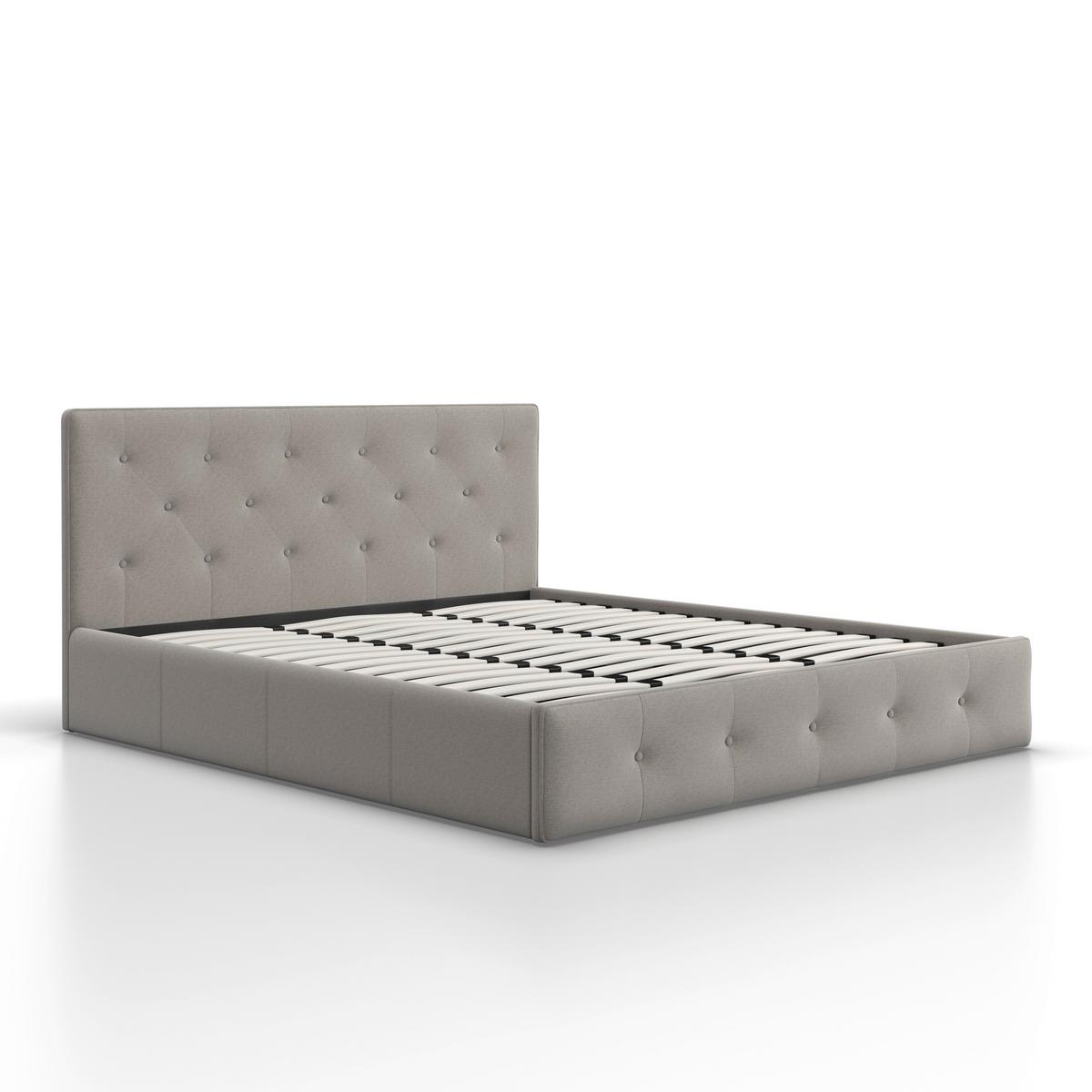 Manželská postel s roštem Julie, 180x200 cm, světle šedá - černá/světle šedá, Moderní, kov/dřevo (180/200cm) - Bessagi Home