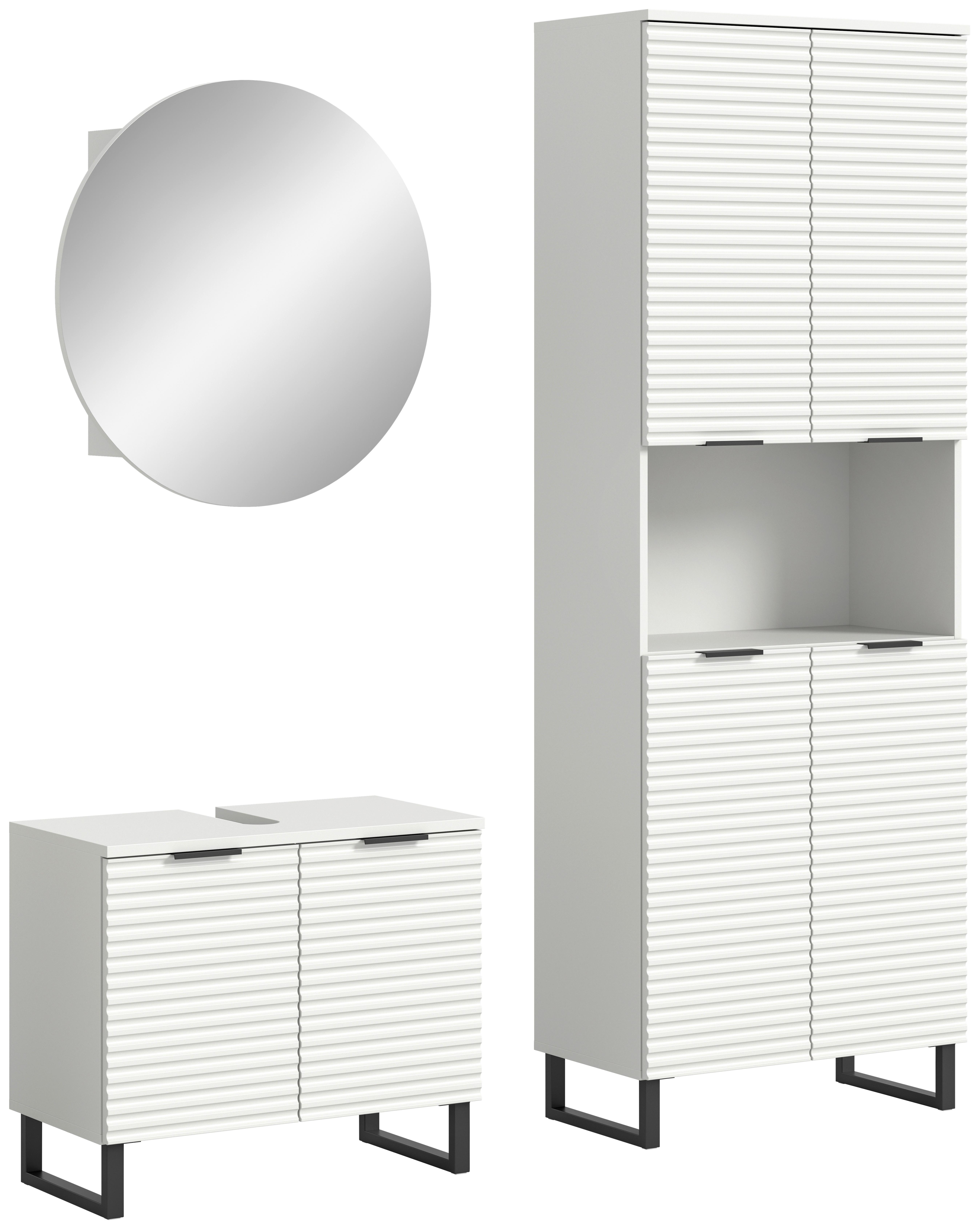 Badezimmer Riff Weiß B: 140 cm - Schwarz/Weiß, MODERN, Holzwerkstoff (140cm) - MID.YOU