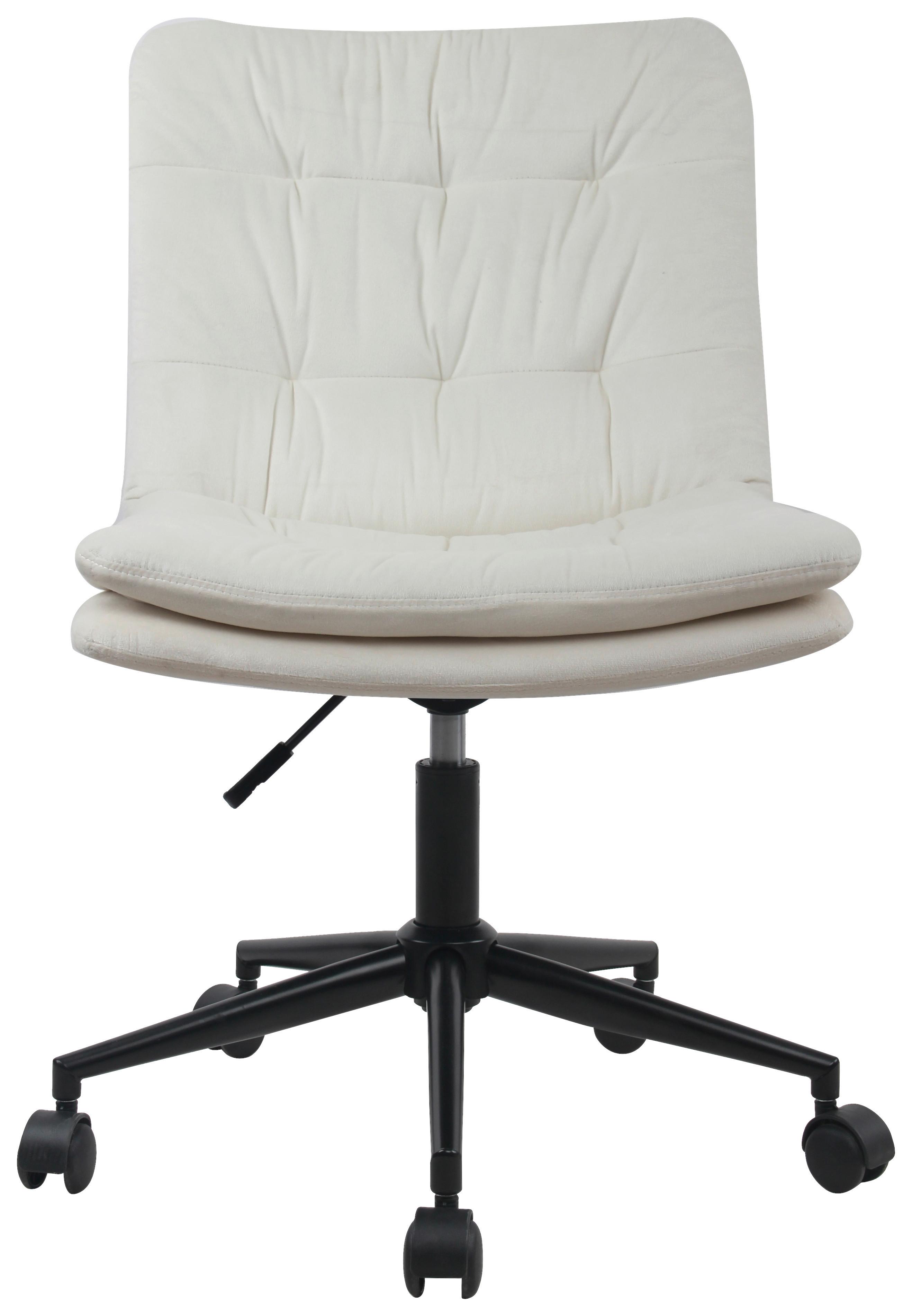 Drehstuhl Elegance Mit Armstützen Samt Creme - Creme/Schwarz, MODERN, Kunststoff/Textil (42/98/45cm) - MID.YOU