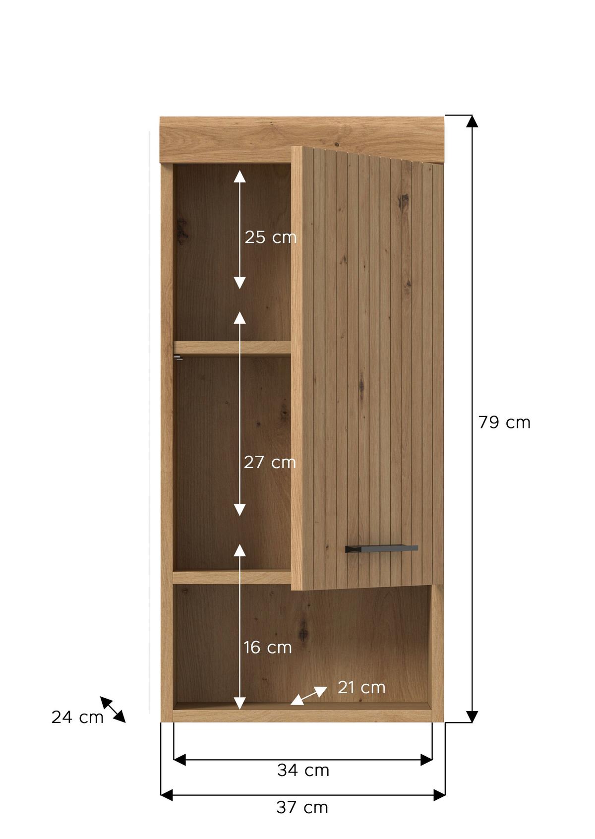 Hängeschrank Scout Eiche Artisan Dekor B: 37cm - Eiche Artisan, Trend, Holzwerkstoff (37/79/24cm) - MID.YOU