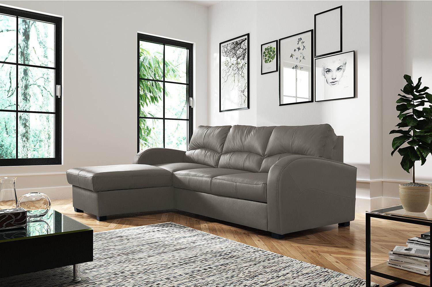 Ecksofa Tilo Schlammfarben S: 168 cm - Schlammfarben/Schwarz, Design, Leder/Textil (168/227cm) - Livetastic