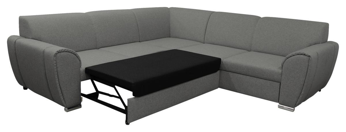 Ecksofa Mit Schlaffunktion Delux Grau Ottomane Rechts - Silberfarben/Grau, Design, Textil (266/266cm) - Livetastic