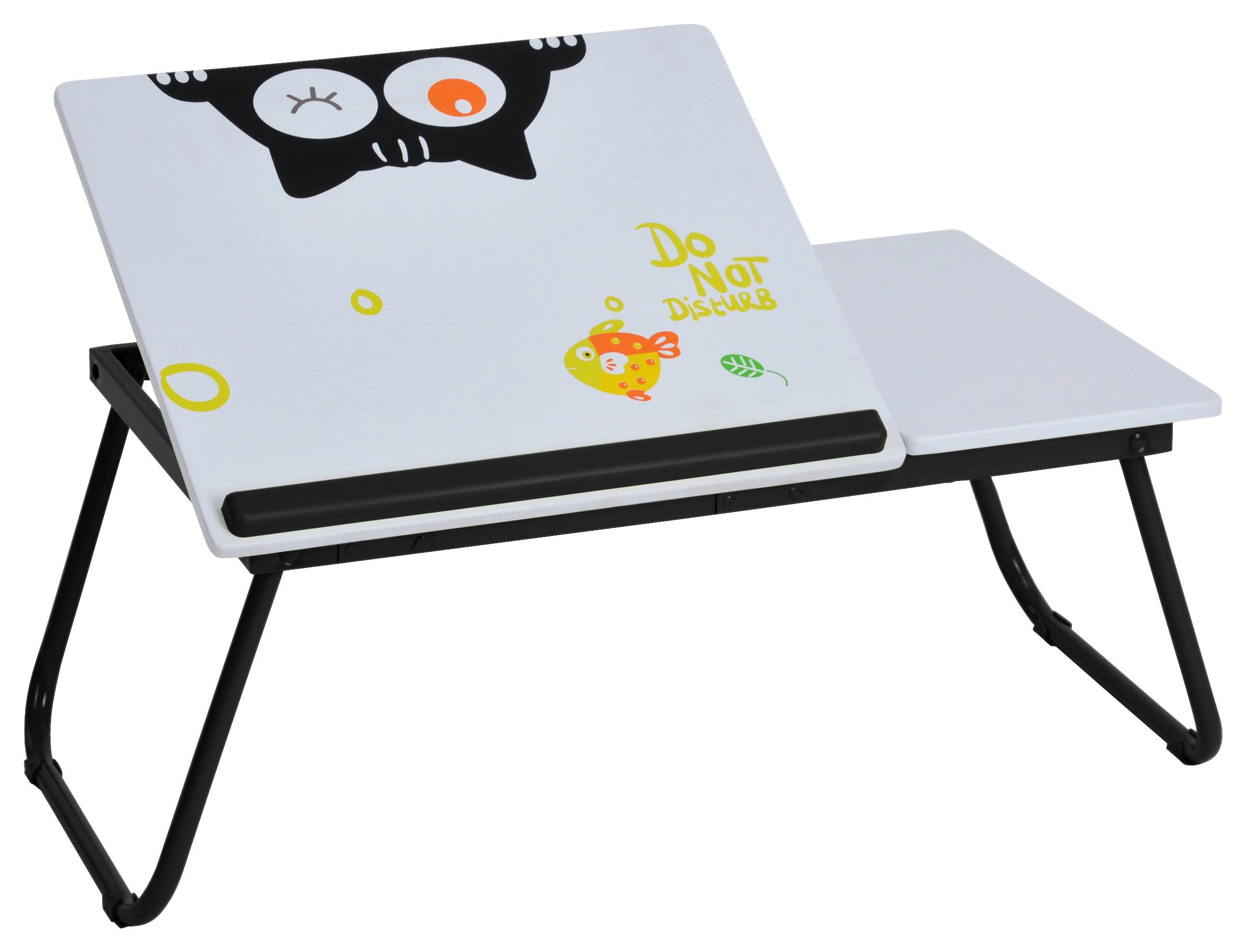 Laptop Asztal Cat - fekete/fehér, Modern, műanyag/faalapú anyag (56/32/23cm)