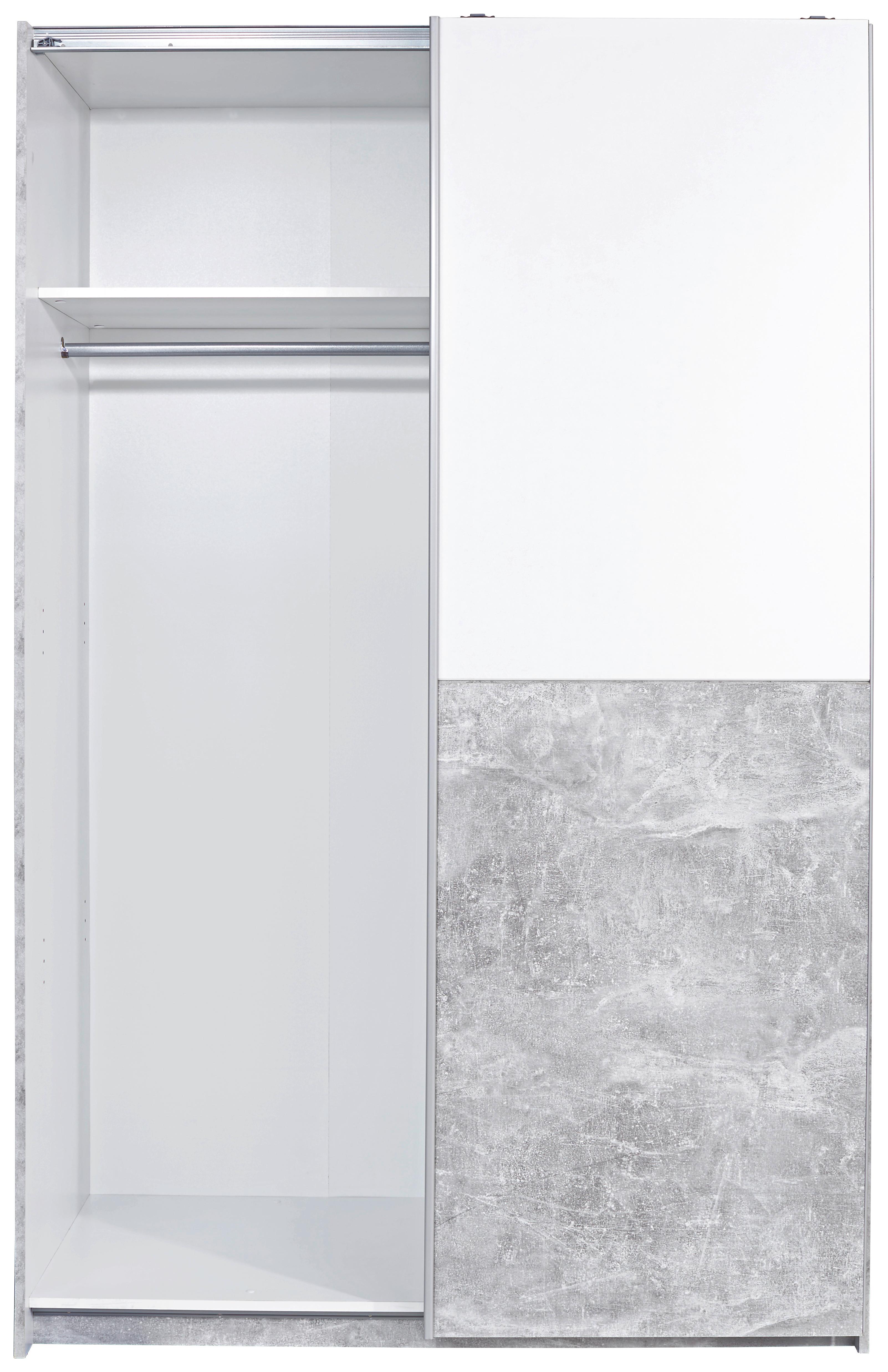 Tolóajtós Szekrény Victoria 125/196 Cm - tölgyfa/fehér, Modern, faalapú anyag (125/196/62cm)