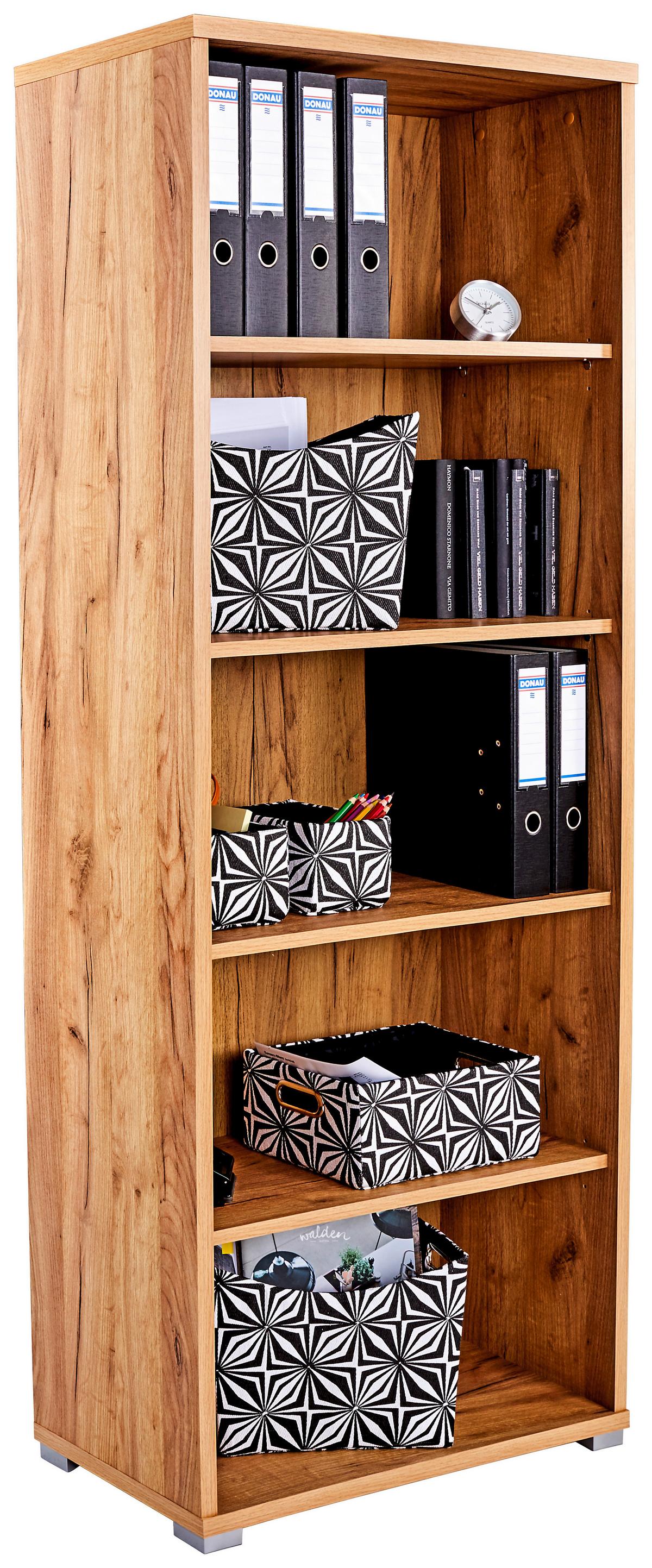 Aktenregal Profi Eiche Dekor B 75 cm - Chromfarben/Eichefarben, MODERN, Holzwerkstoff (75/185/35cm) - Ondega