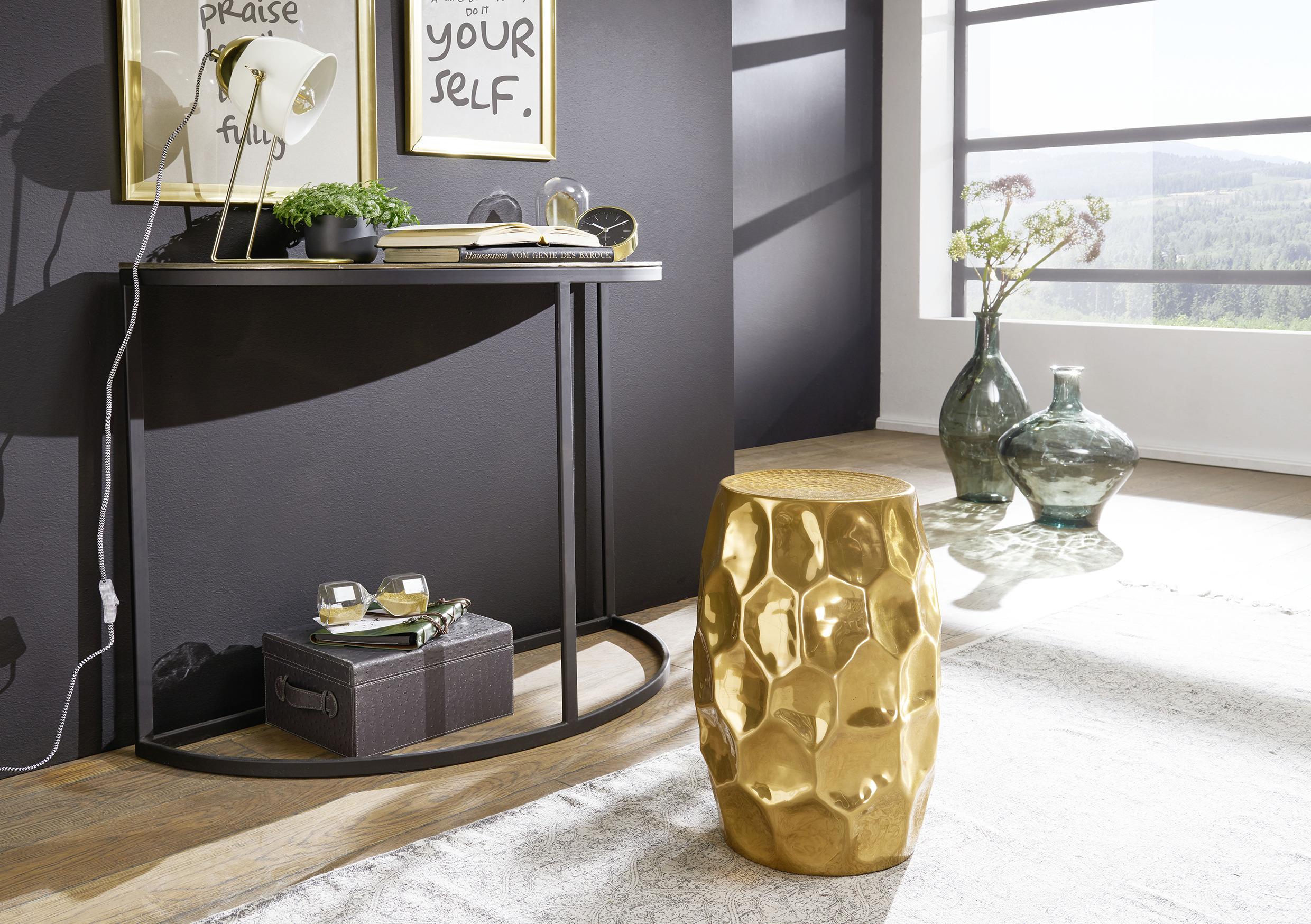 Beistelltisch Oriental-look+ Wasbendesign Jada Goldfarben - Goldfarben, LIFESTYLE, Metall (30/30/47cm) - MID.YOU