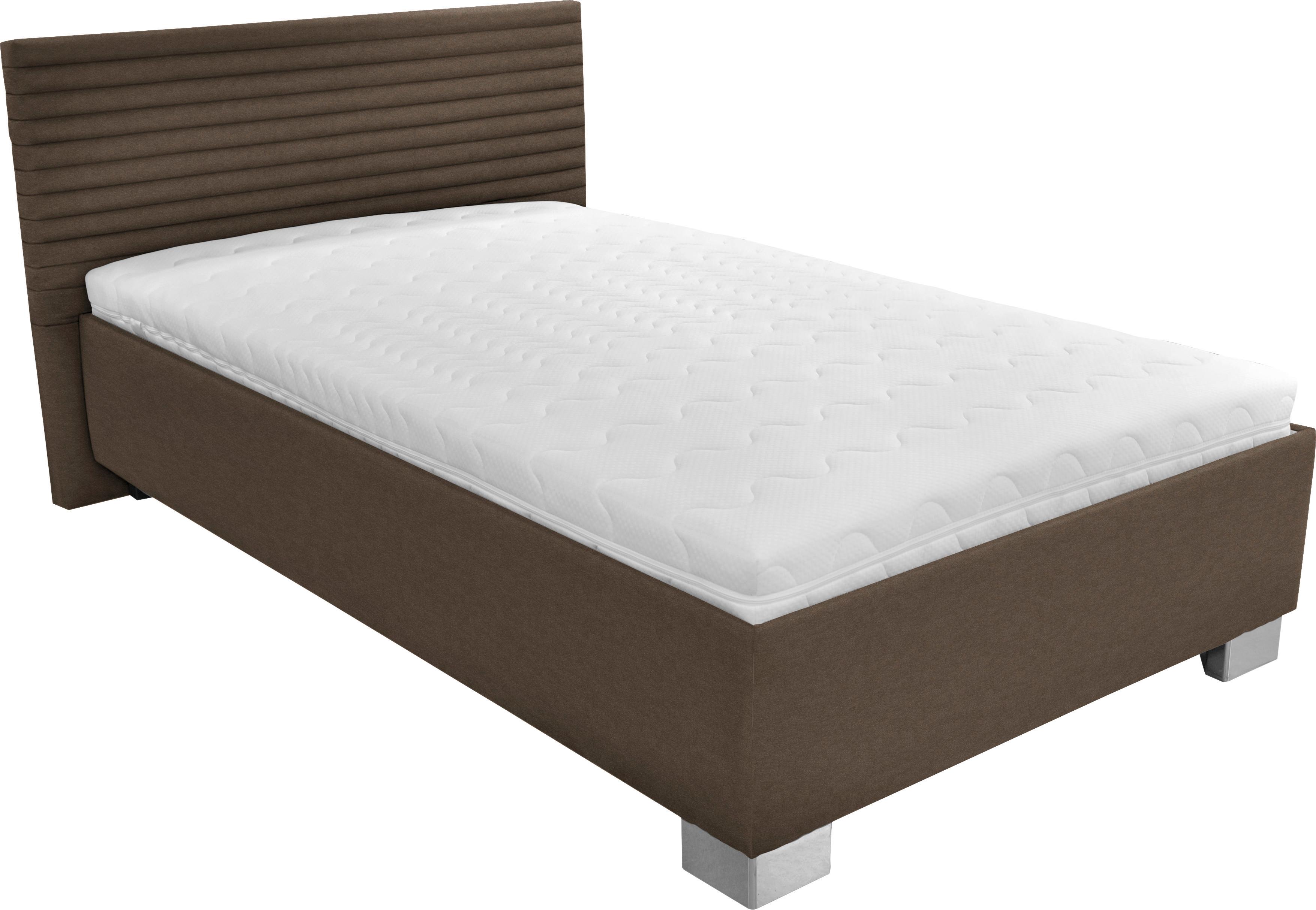 Čalúnená Posteľ Como 140x200 - hnedá/biela, drevo/textil (140/200cm)