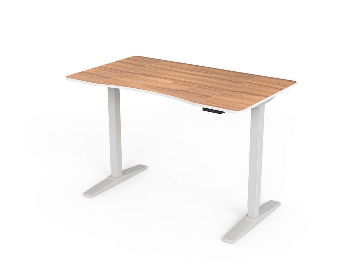 Schreibtisch Höhenverstellbar B: 70 Cm H: 75 Cm Comfort - Walnussfarben/Weiß, MODERN, Holzwerkstoff/Kunststoff (120/75-120/70cm) - MID.YOU