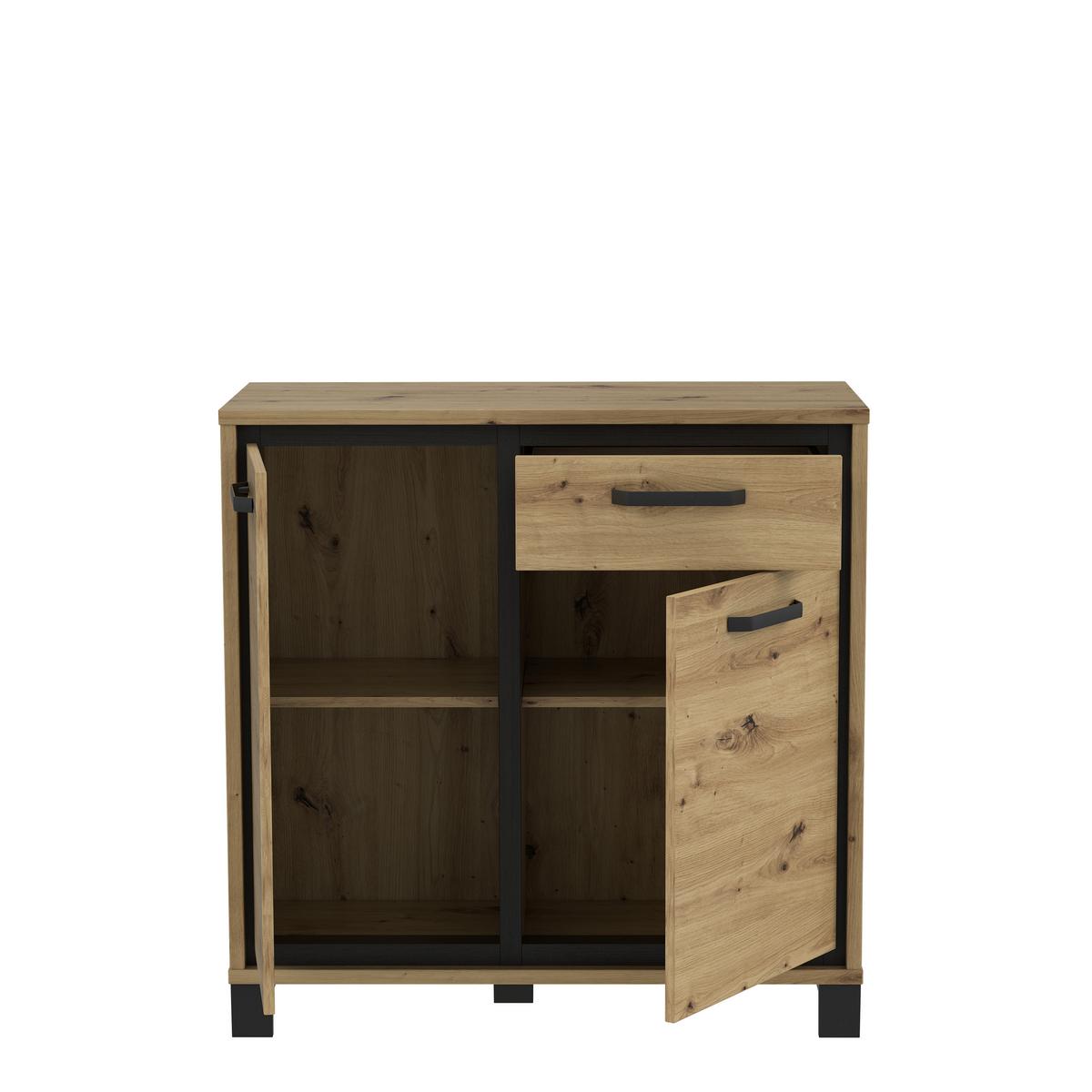Kommode B 91,4 Cm Trondheim, Eiche Dekor/schwarz - Eichefarben/Schwarz, MODERN, Holzwerkstoff/Kunststoff (91,4/91,2/41,5cm) - MID.YOU