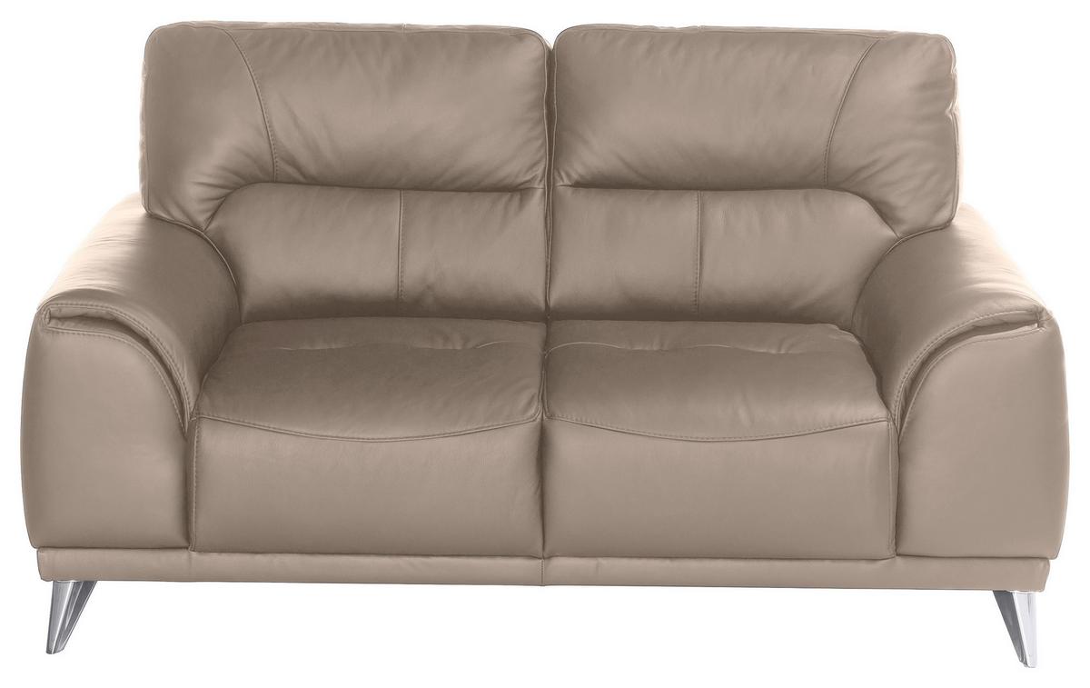 Zweisitzer-Sofa Frisco, Lederlook - Sandfarben/Chromfarben, MODERN, Textil (166/92/96cm) - MID.YOU