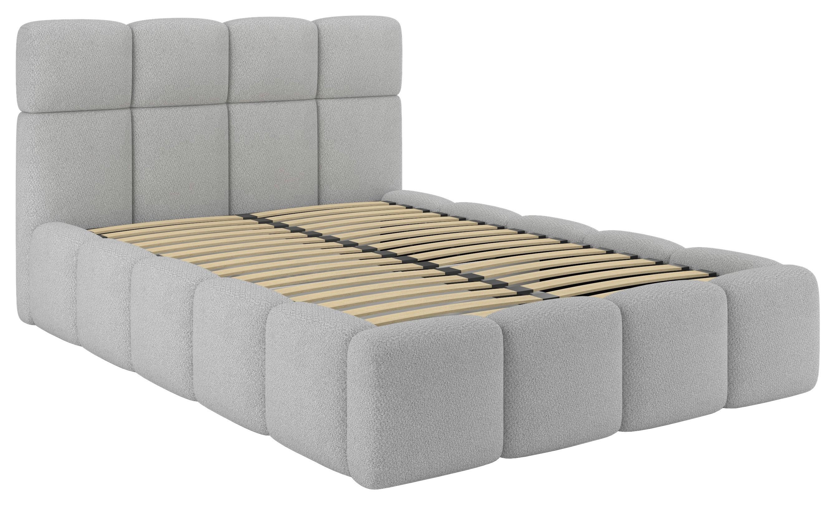 Polsterbett Cloudy Silberfarben, Lf: 140x200 cm - Silberfarben/Grau, Trend, Holz/Holzwerkstoff (140/200cm) - Luca Bessoni