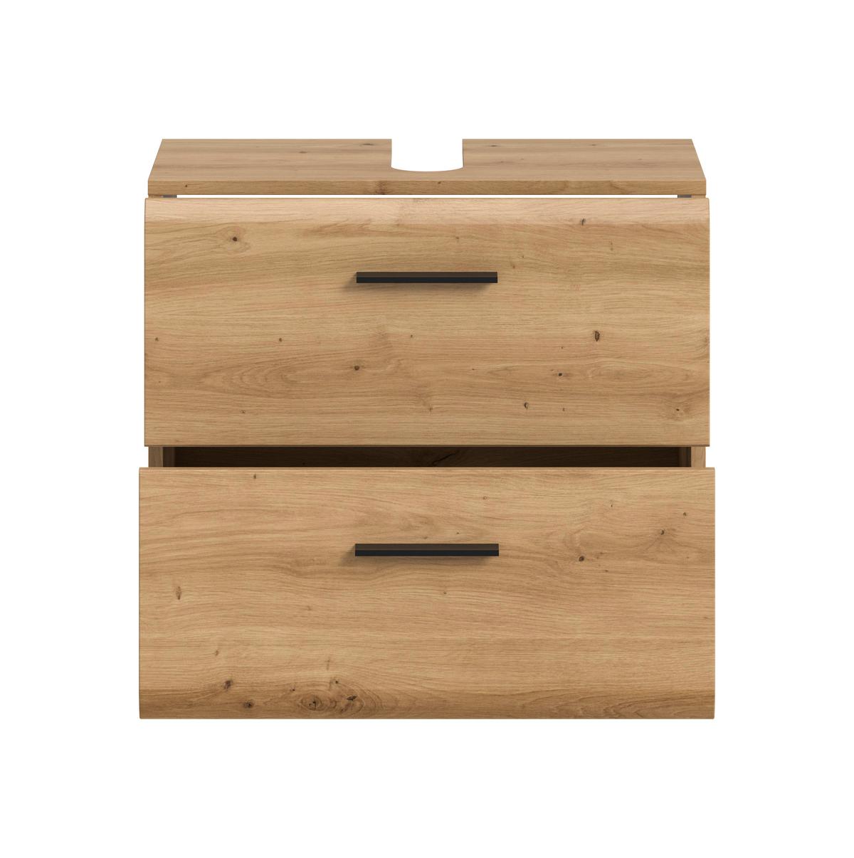 WASCHBECKENUNTERSCHRANK Ice Eiche Dekor B: 60cm - Schwarz/Eiche Artisan, Trend, Holzwerkstoff (60/58/30cm) - MID.YOU