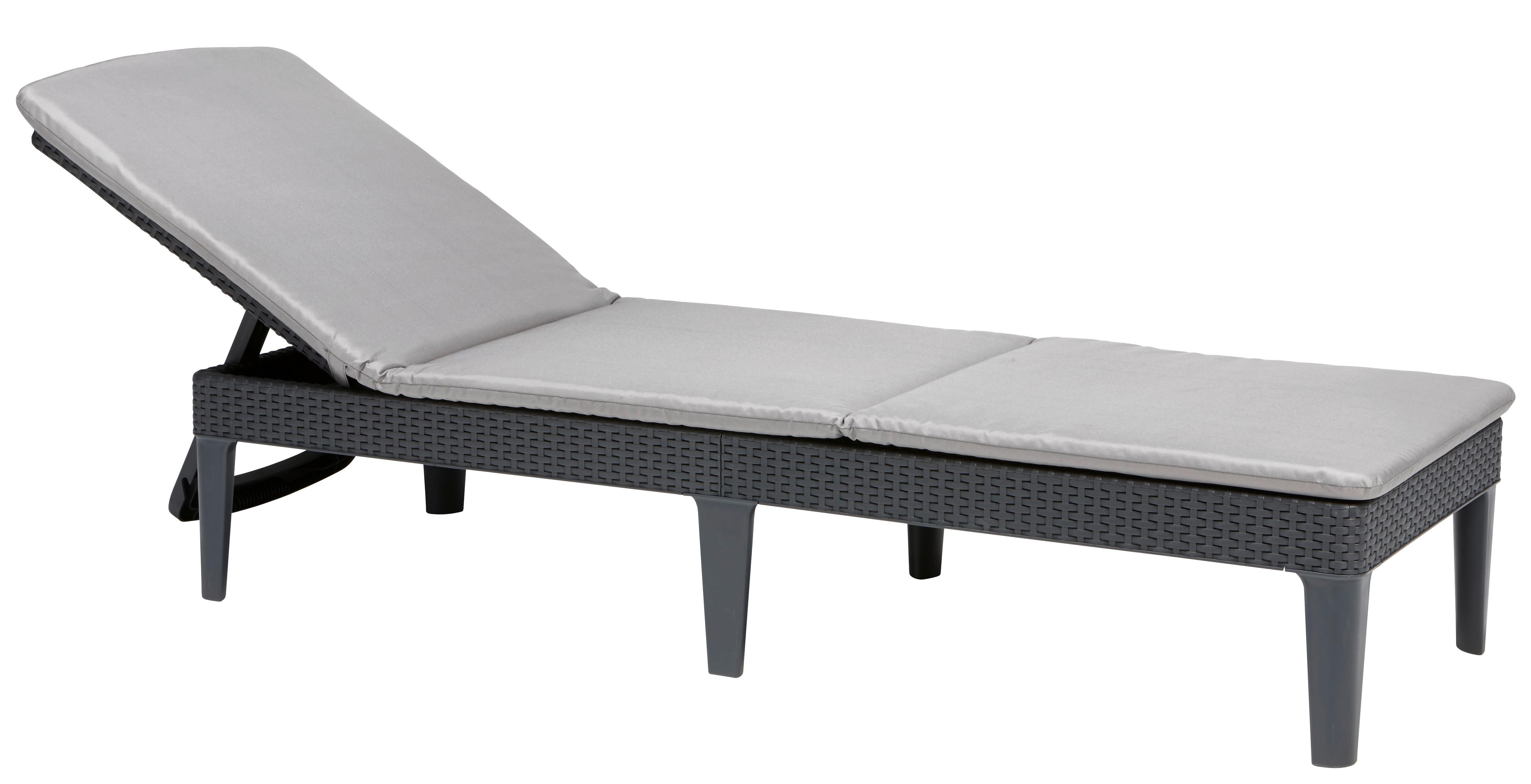Sonnenliege Japur Polyrattan verstellbar mit Auflage - Graphitfarben, MODERN, Kunststoff (188/58,2/29cm) - Allibert