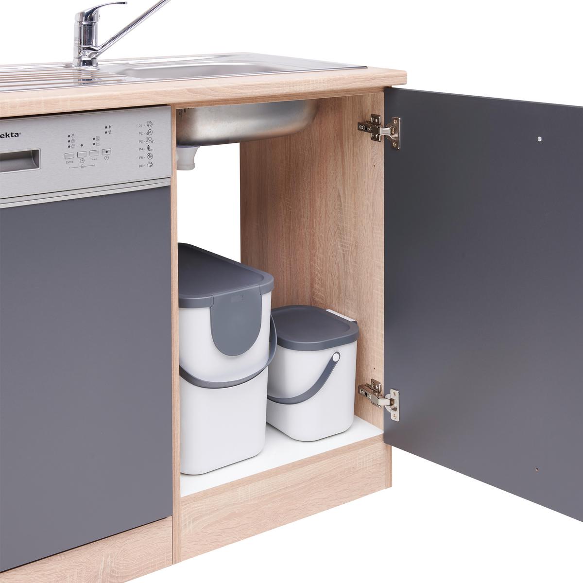 Küchenzeile Economy M. Geräten 310 Cm Grau/eiche Dekor Modern - Eichefarben/Grau, Basics, Holzwerkstoff (310cm) - Respekta