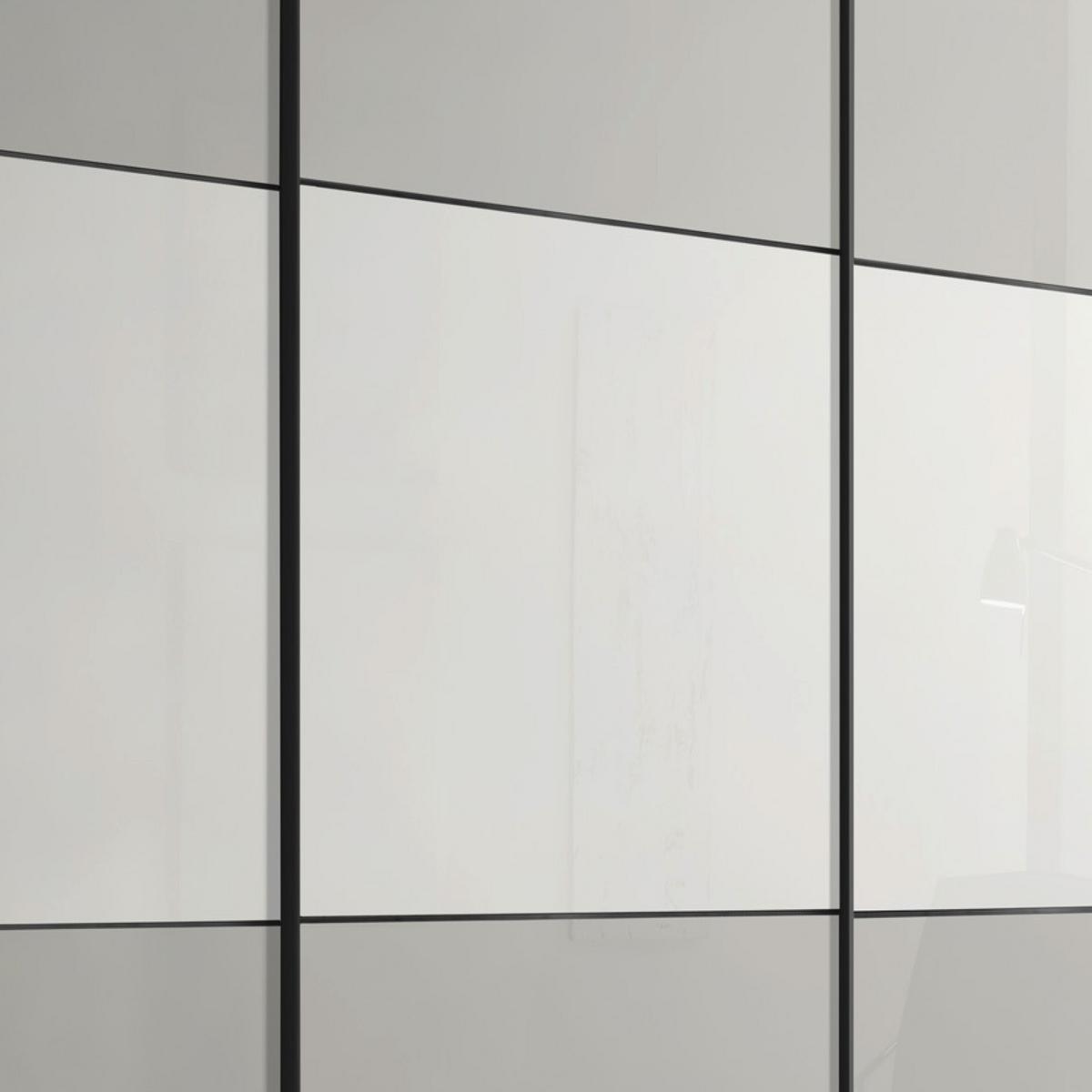 Schwebetürenschrank Glasfront 298 Cm Includo, Hellgrau/weiß - Dunkelgrau/Hellgrau, MODERN, Glas/Holzwerkstoff (298/222/68cm)