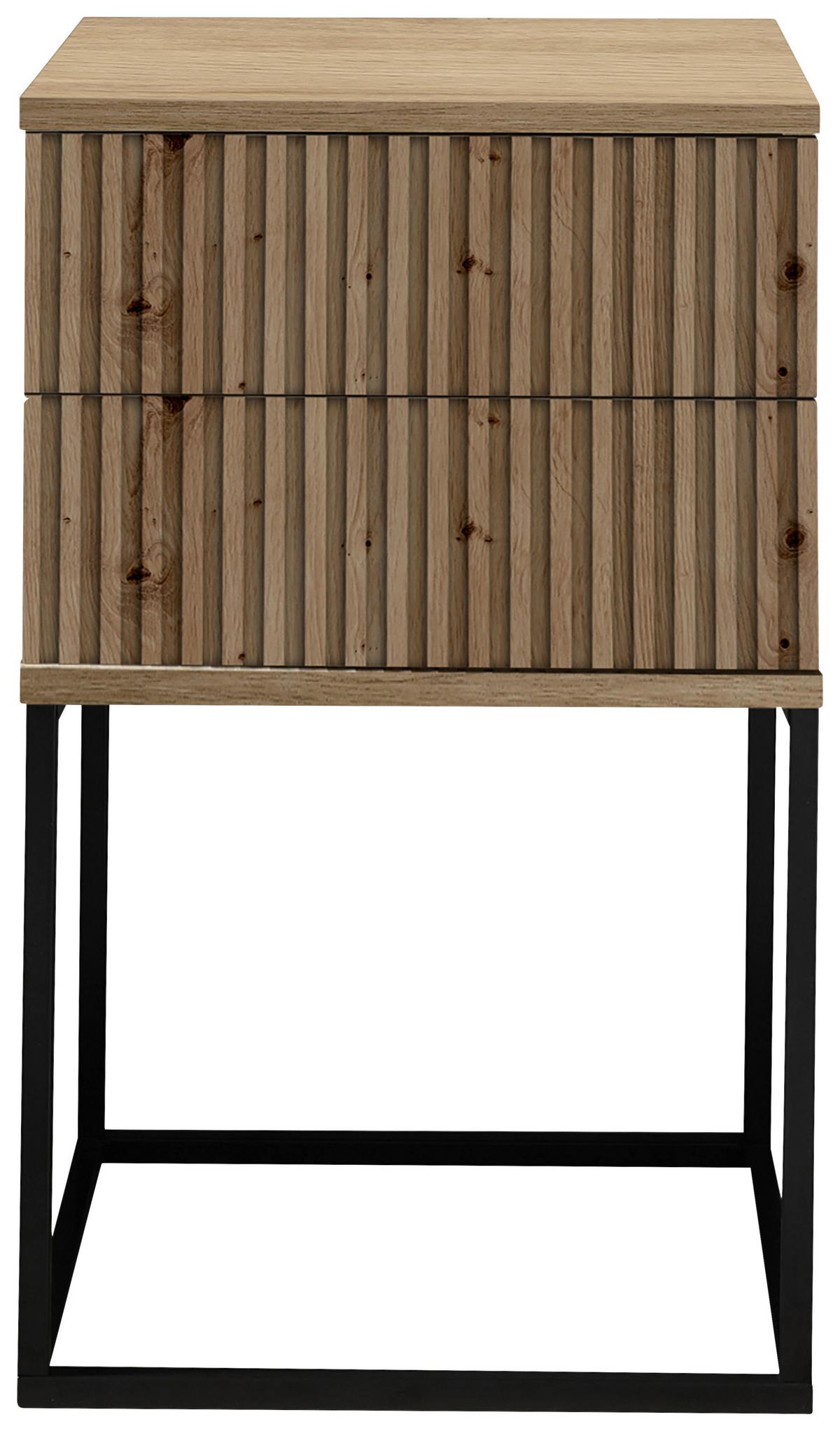 Nachtkästchen Eiche Dekor/ Schwarz H: 65 Cm Marle - Schwarz/Eiche Artisan, MODERN, Holzwerkstoff/Metall (40/65/38,5cm) - Livetastic