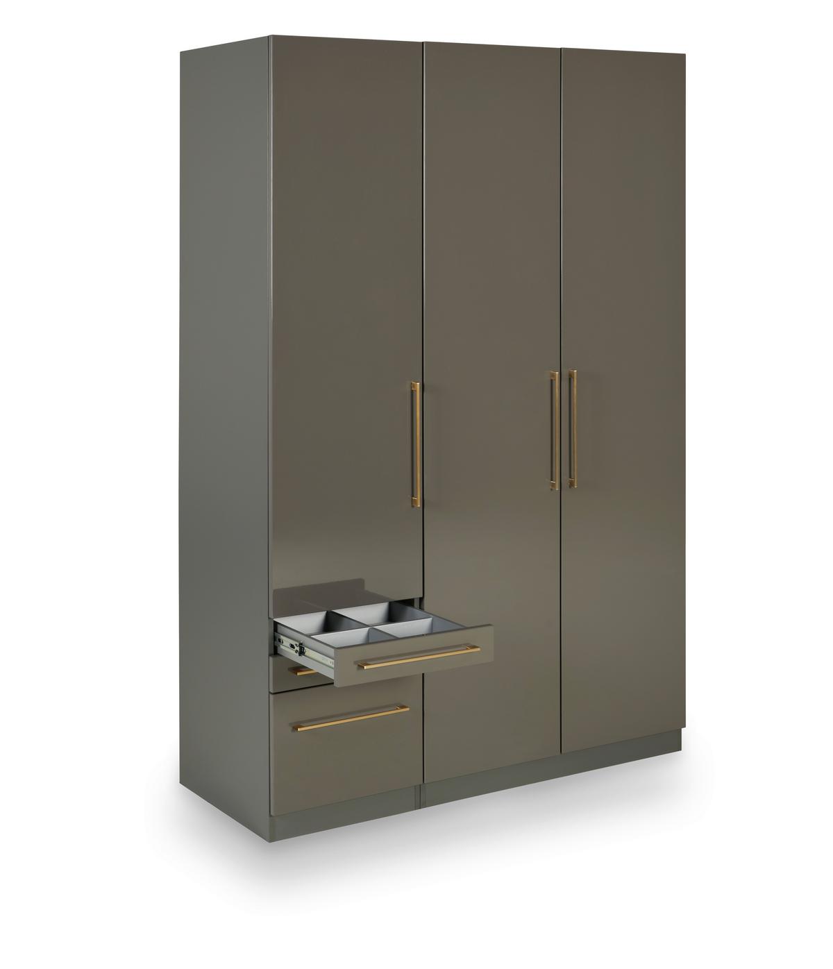 Drehtürenschrank Mit Schubladen 137cm Unit, Anthrazit - Anthrazit, KONVENTIONELL, Holzwerkstoff (137/210/58cm) - Ondega