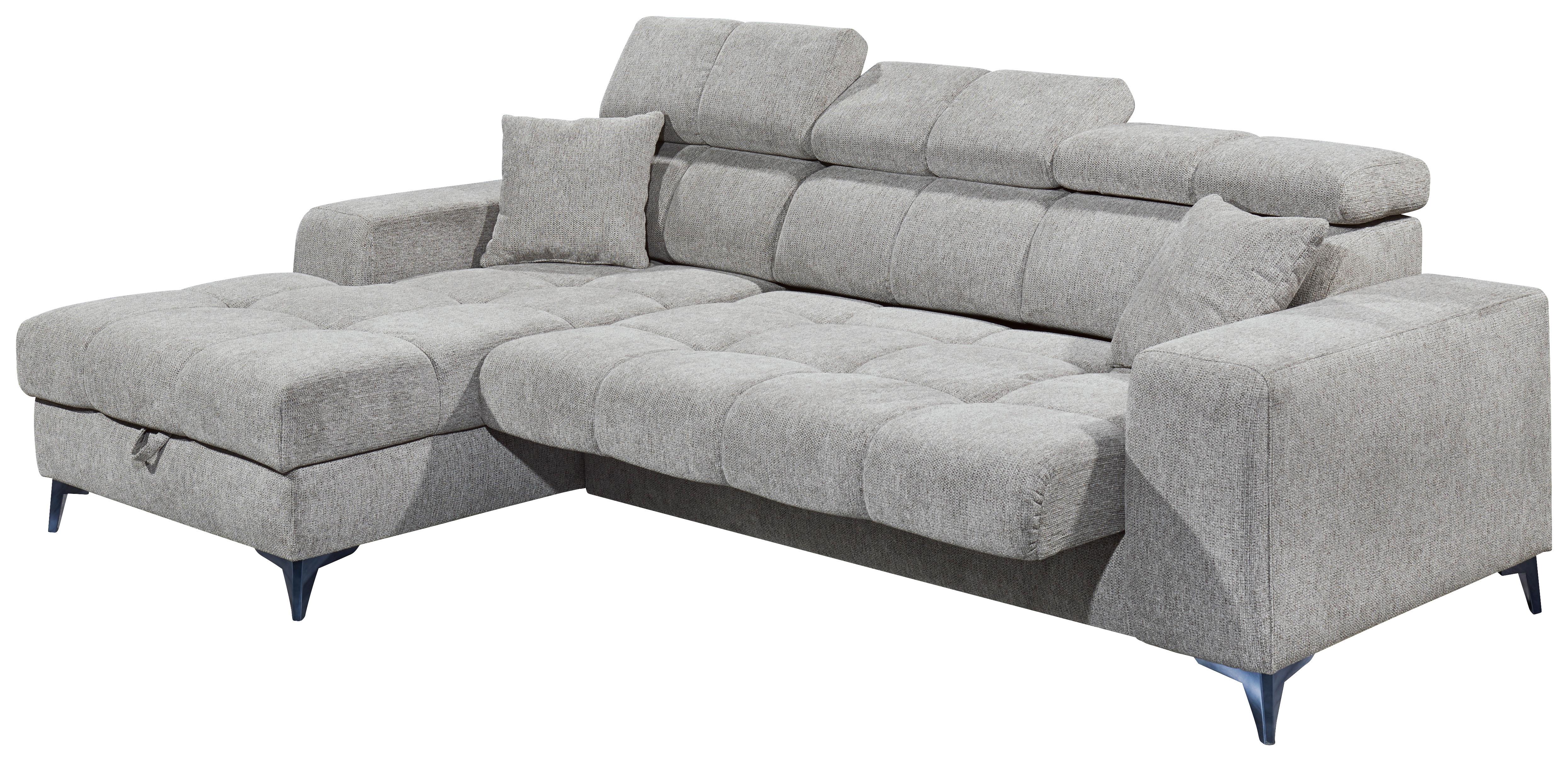 Ecksofa Sydney Hrellgrau S: 172/268 cm - Hellgrau/Schwarz, KONVENTIONELL, Textil (172/268cm) - MID.YOU